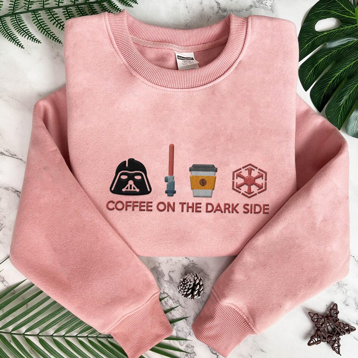 Embroidered Darth Vader Coffee On The Dark Side Star Wars Sweatshirt 1