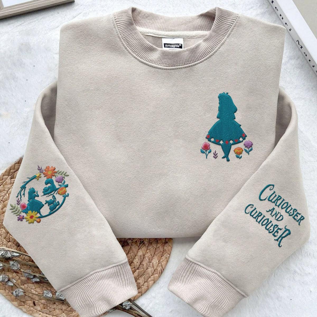 Embroidered Floral Alice In Wonderdisneyland Sweatshirt 1