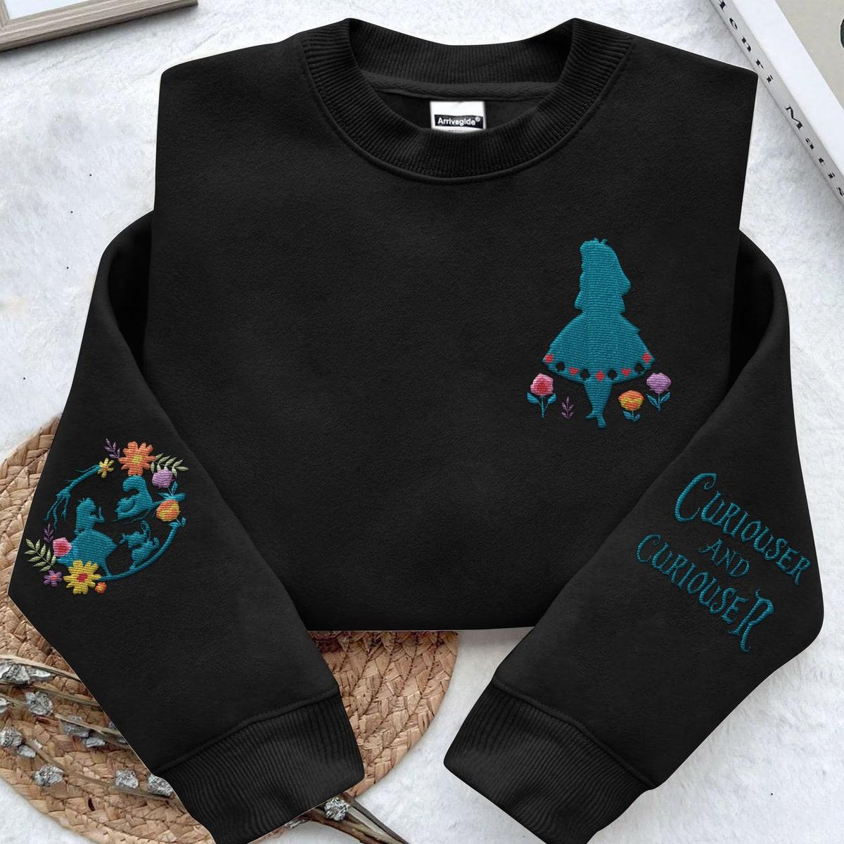 Embroidered Floral Alice In Wonderdisneyland Sweatshirt 2