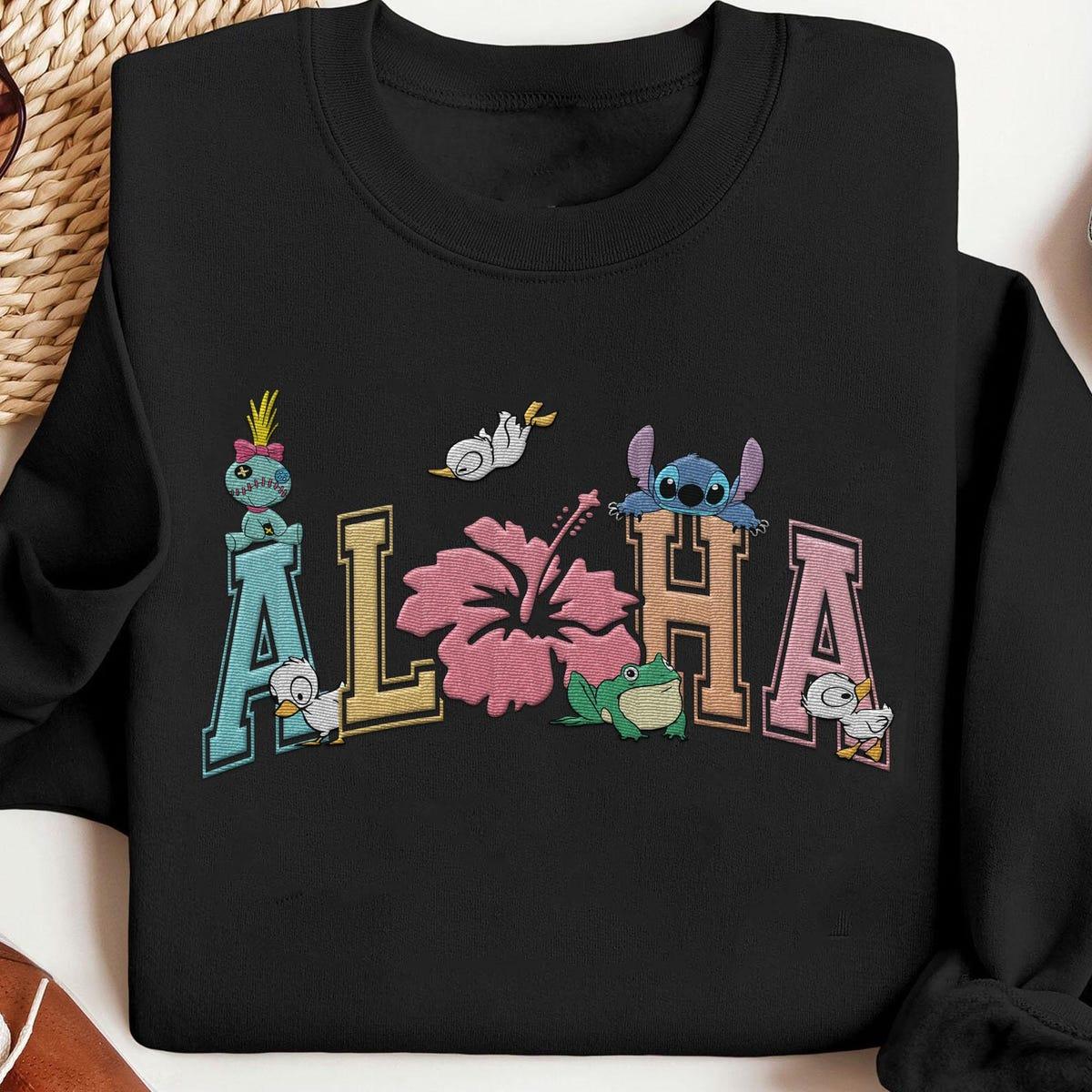 Embroidered Lilo And Stitch Aloha Hawaii Beach Sweatshirt 1