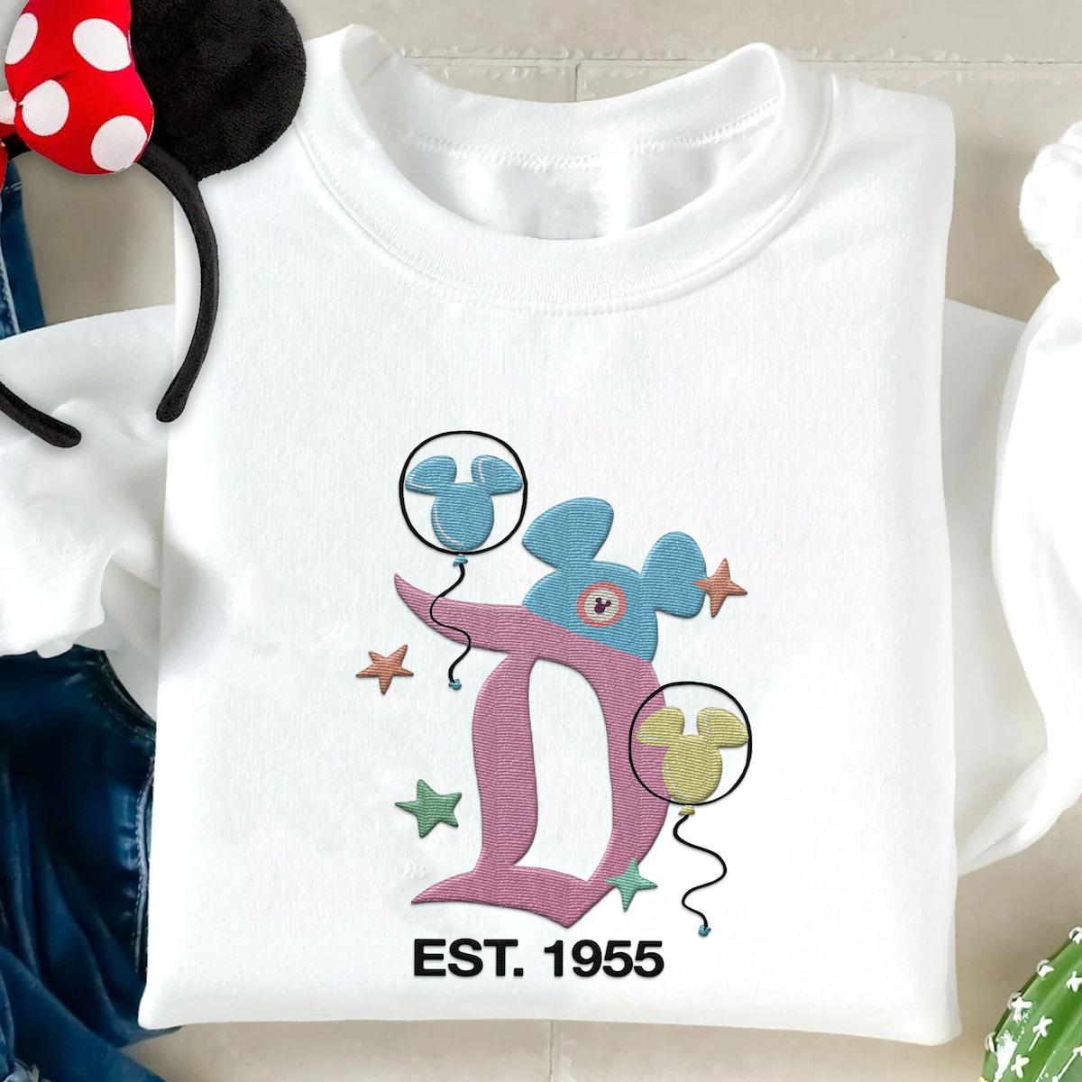 Embroidered Mickey Balloon Hat Disneyland Est 1955 Sweatshirt 1