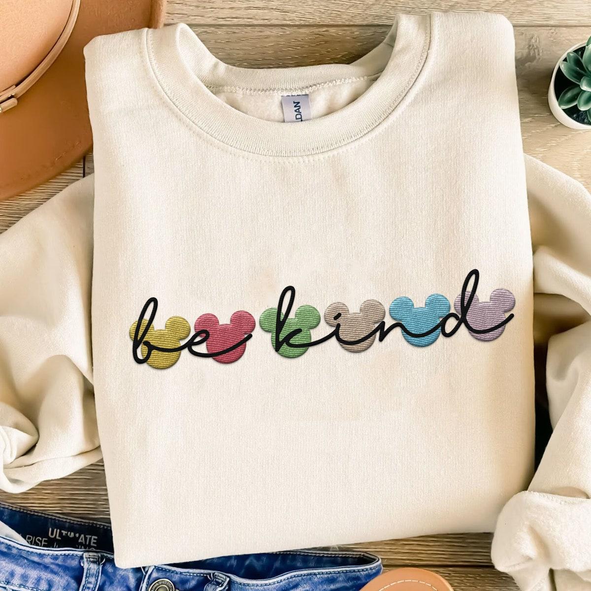 Embroidered Mickey Mouse Head Be Kind Sweatshirt 1