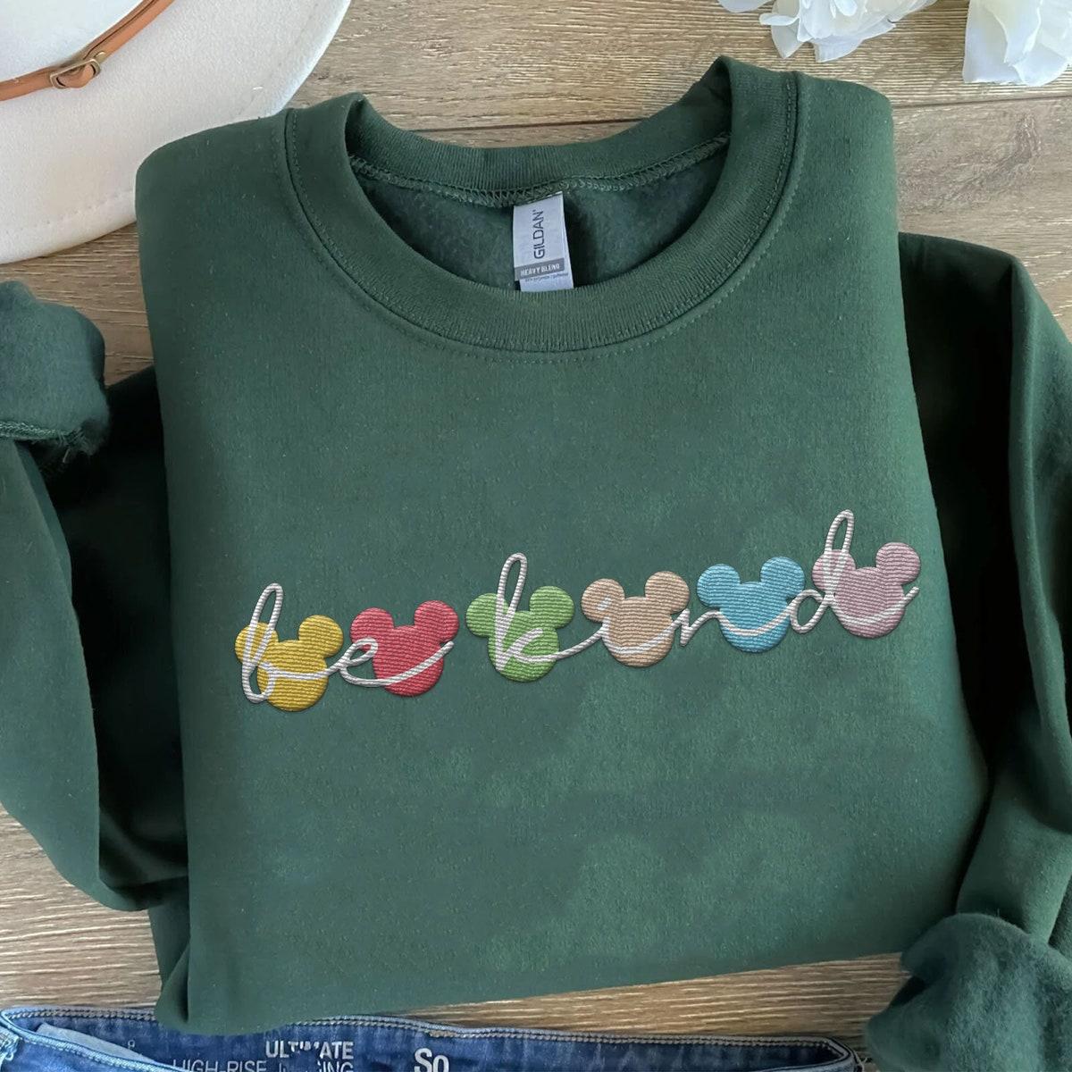 Embroidered Mickey Mouse Head Be Kind Sweatshirt 2