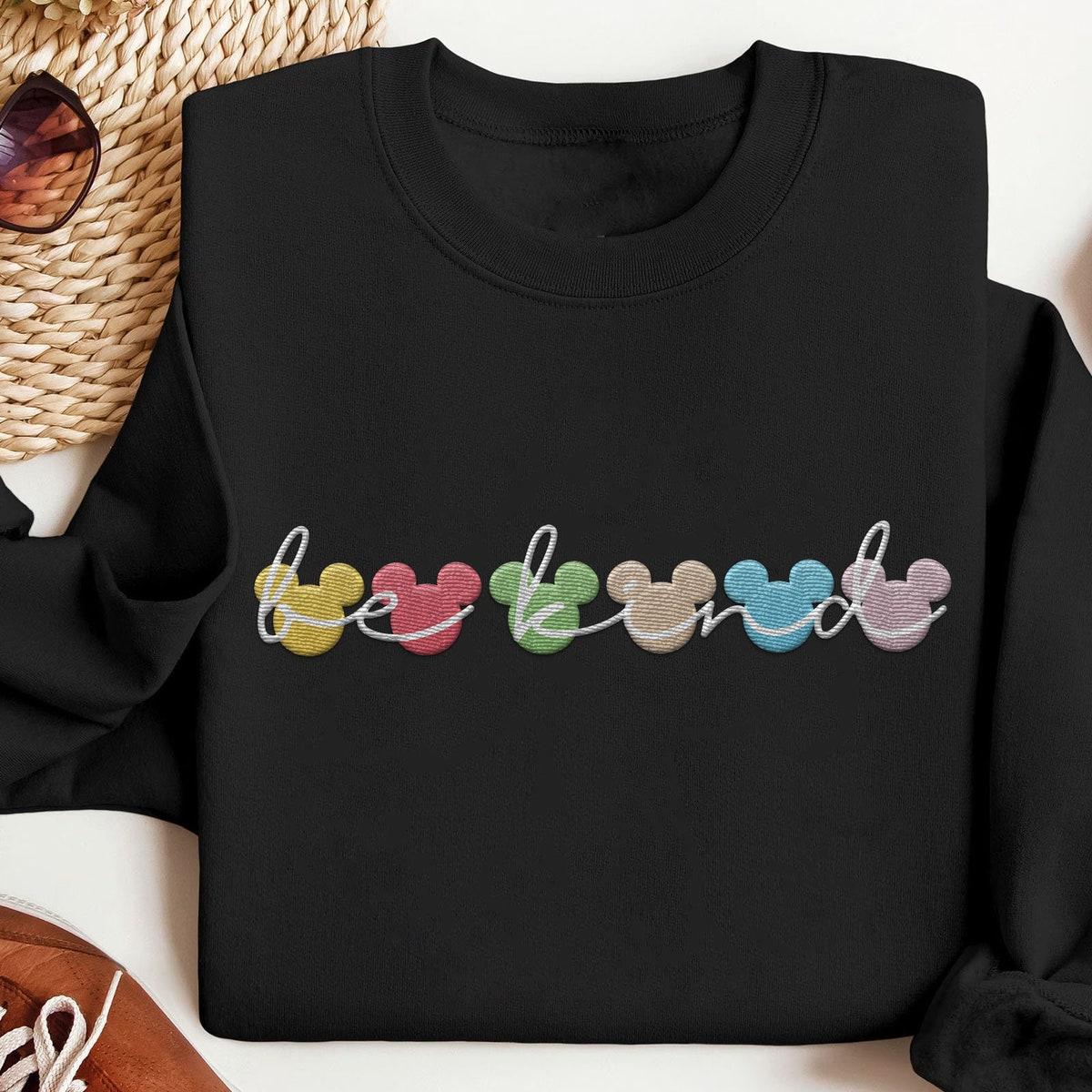 Embroidered Mickey Mouse Head Be Kind Sweatshirt 4