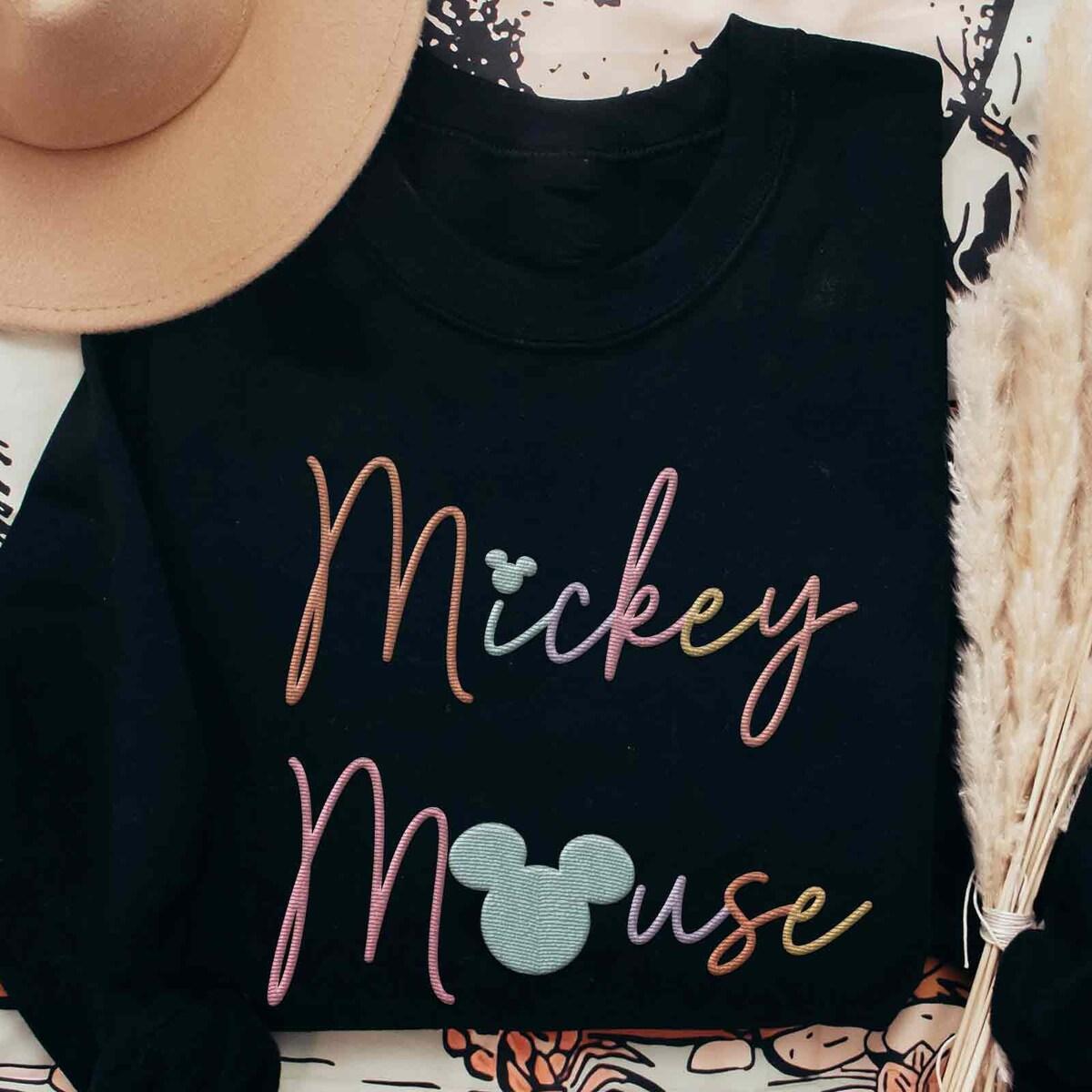 Embroidered Mickey Mouse Line Art Disney Mickey Embroidery Sweater 1