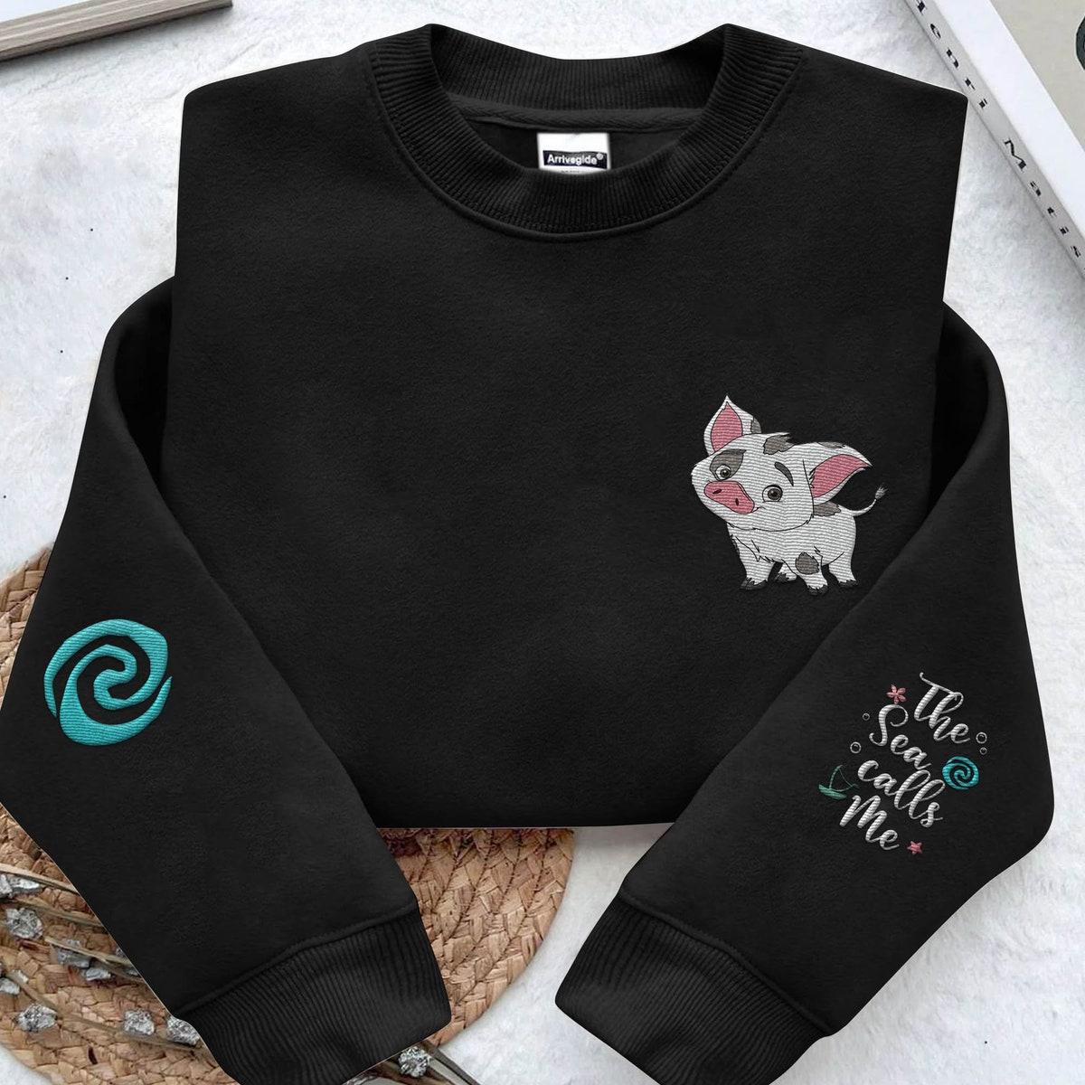 Embroidered Pua Pig The Sea It Calls Me Sweatshirt 1