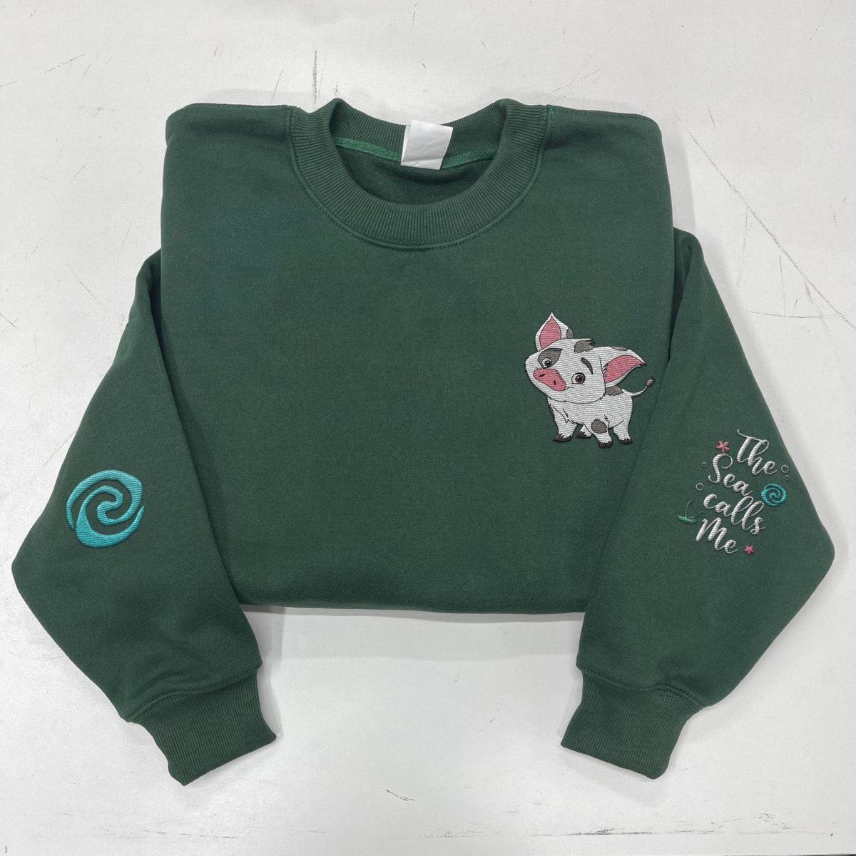 Embroidered Pua Pig The Sea It Calls Me Sweatshirt 2