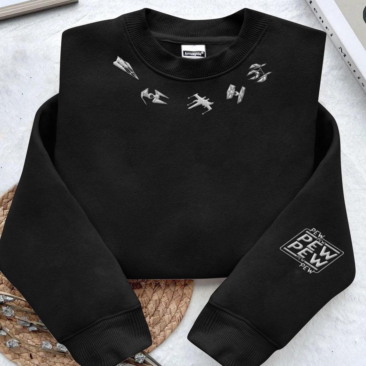 Embroidered Tie Fighter X wing Pew Pew Pew Star Wars Sweatshirt 1