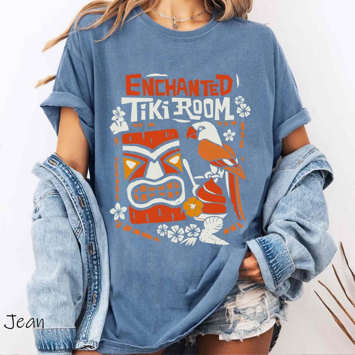 Enchanted Tiki Room Tiki God Dole Whip Parrot Tropical Flowers Leaves Shirt 4