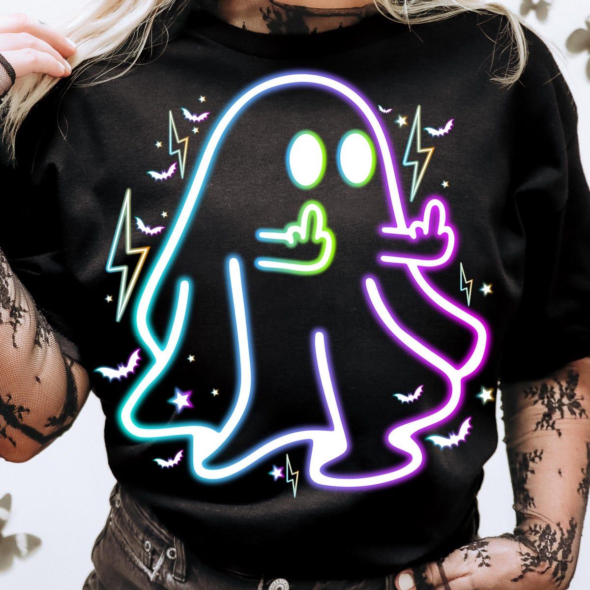 Ghost Middle Finger Halloween Shirt 2