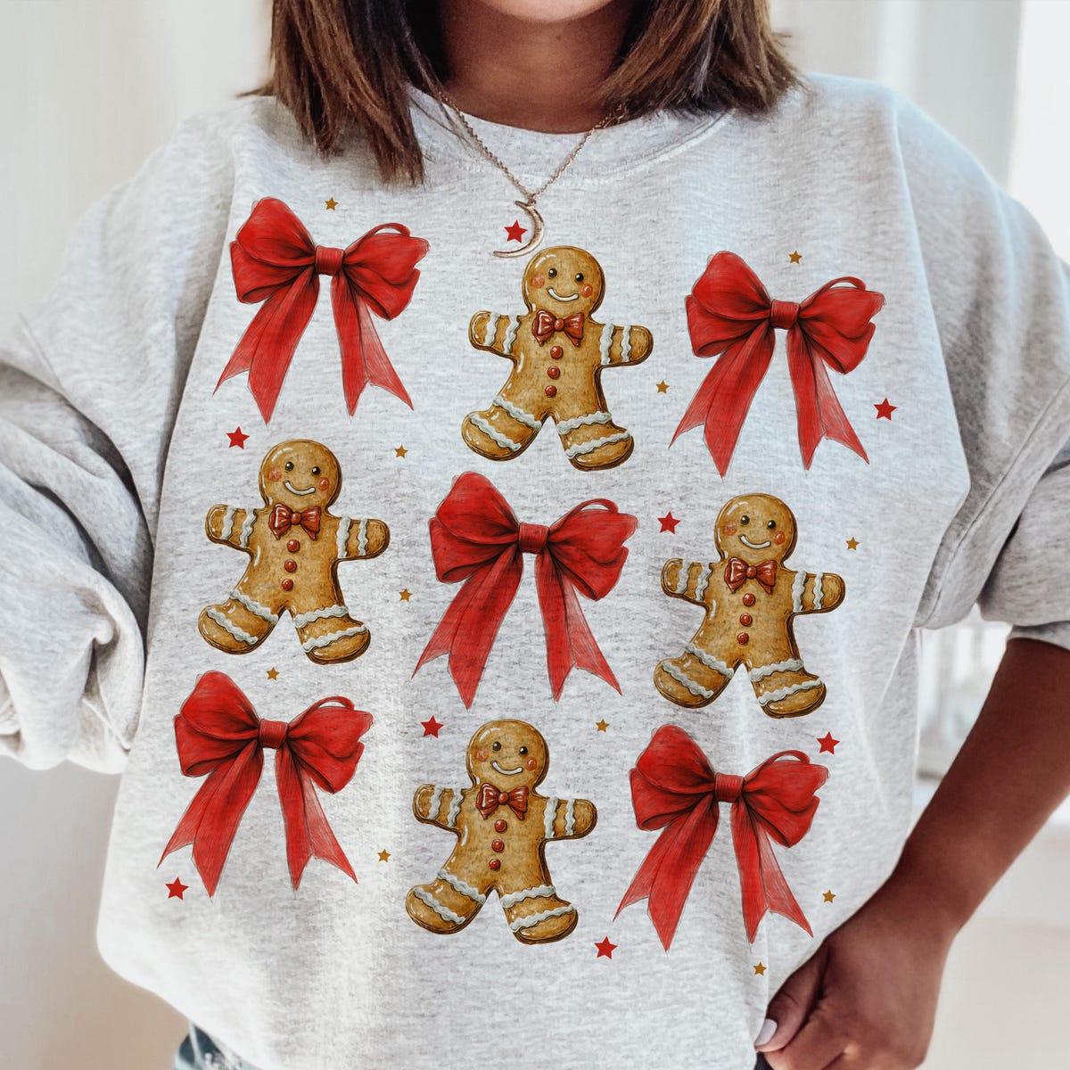 Gingerbread Coquette Bow Christmas Season Sweatshirts 4