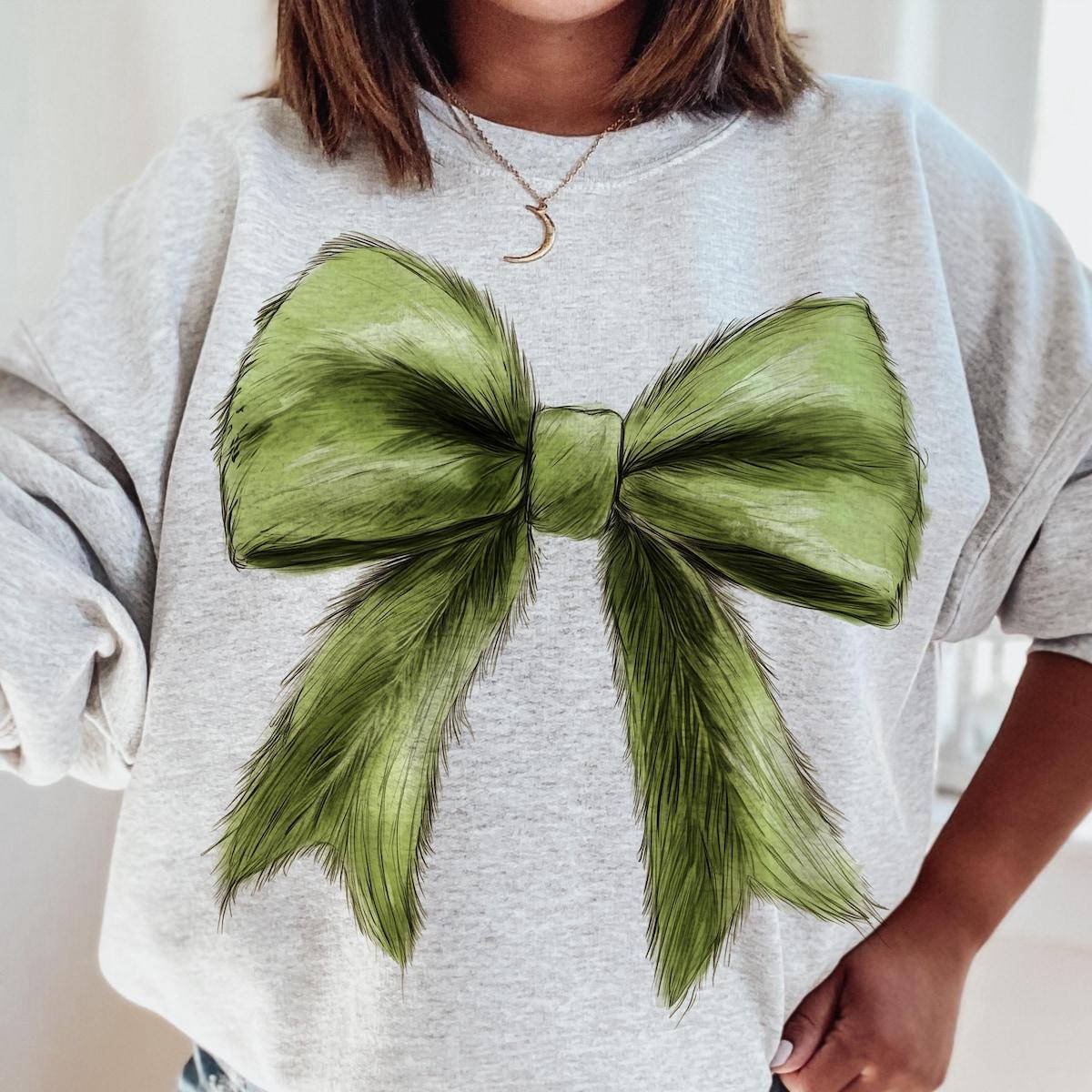 Grinchmas Coquette Bow Green Fur Sweatshirts 2