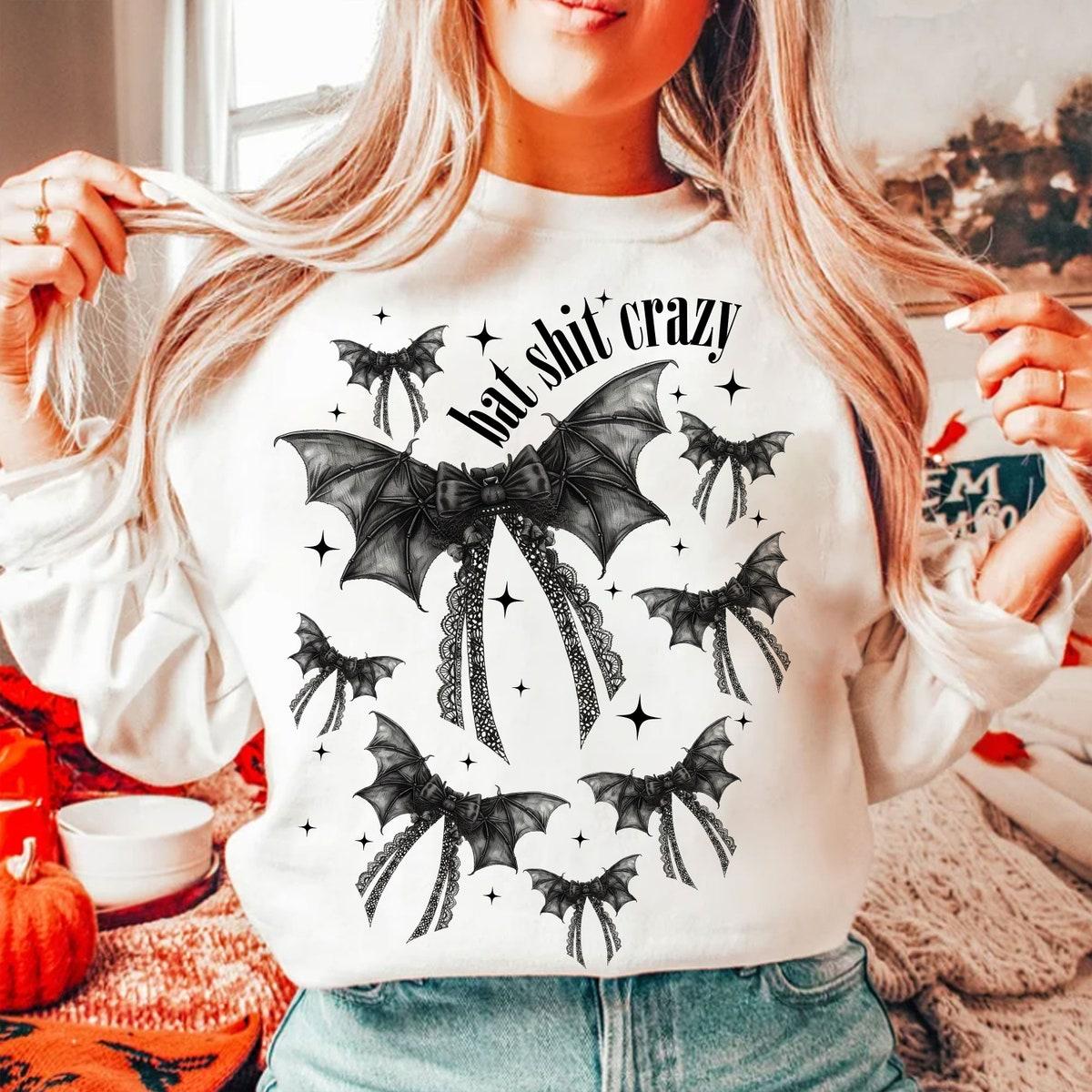 Halloween Bat Crazy Gothic Coquette Bow Shirt 2