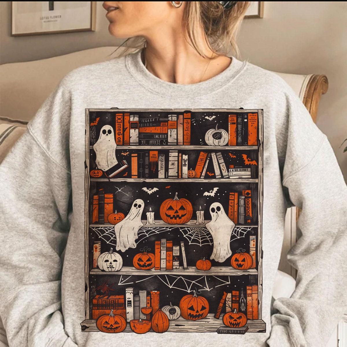 Halloween Library Ghost Books Halloween Shirt 2