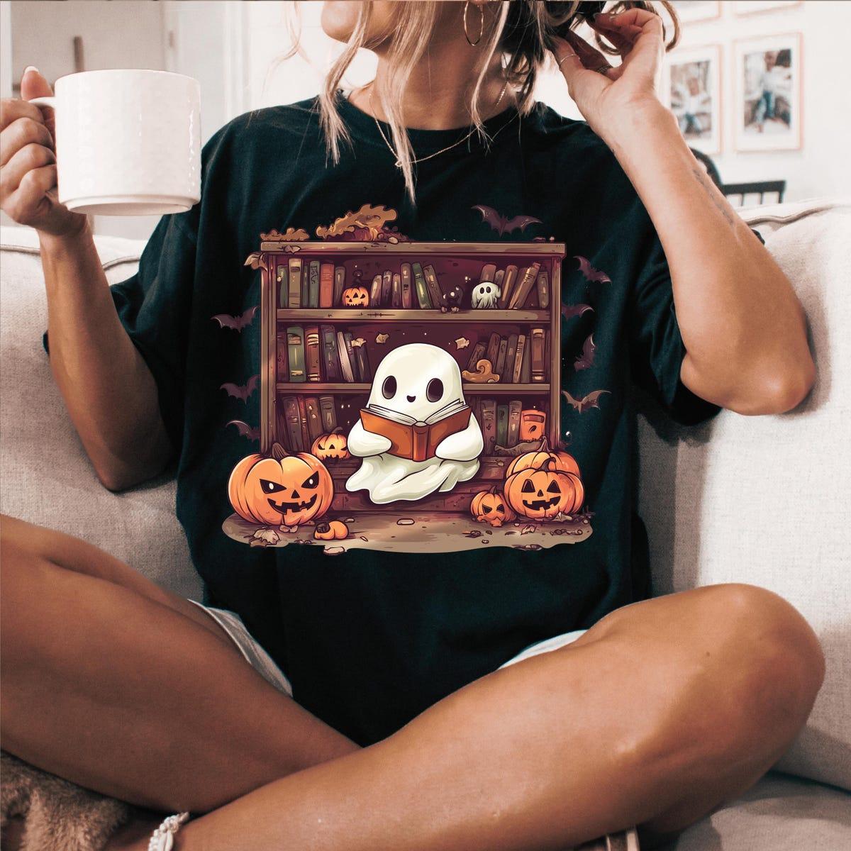 Halloween Library Ghost Books Halloween Shirt 3