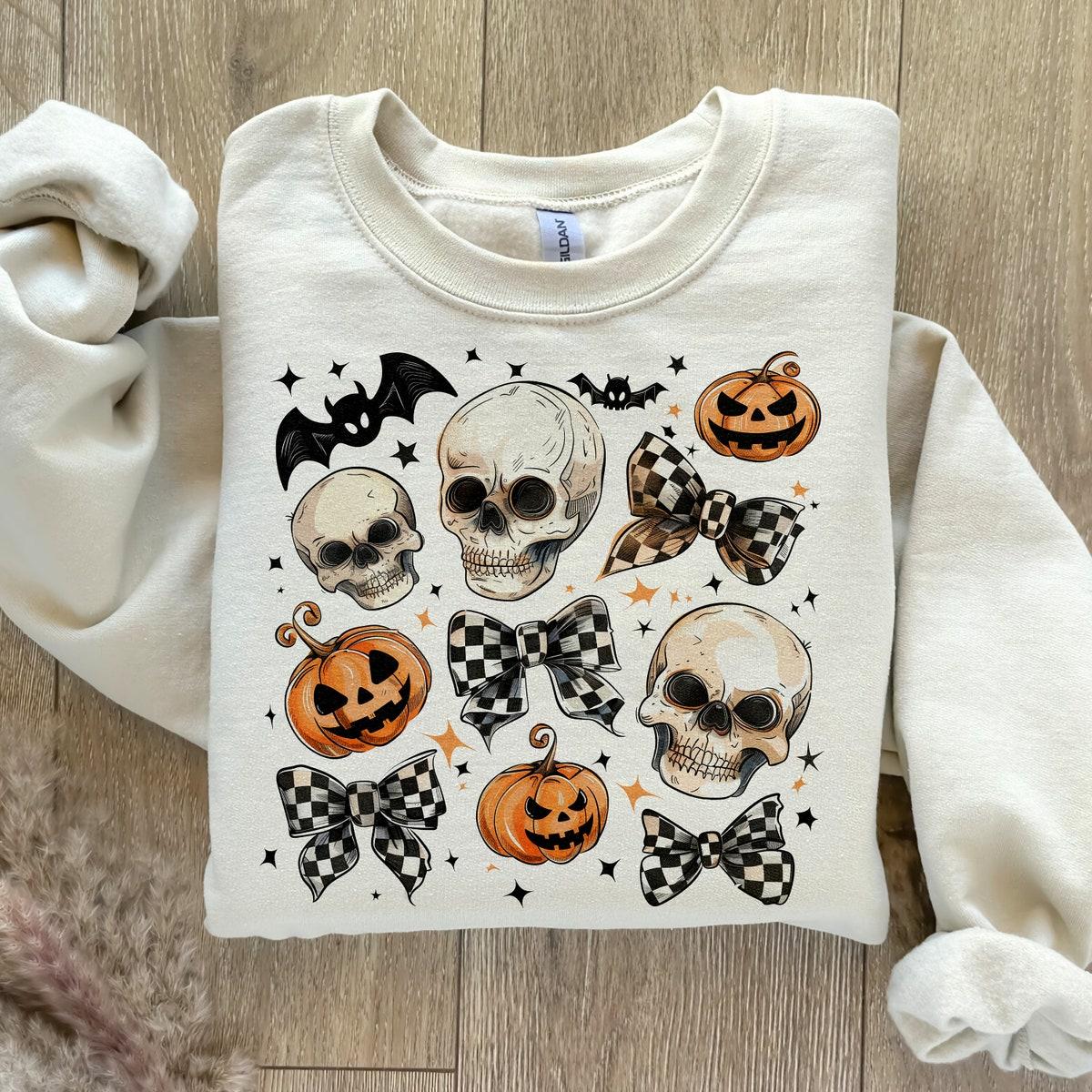 Halloween Skull Bow Skeleton Shirt 4