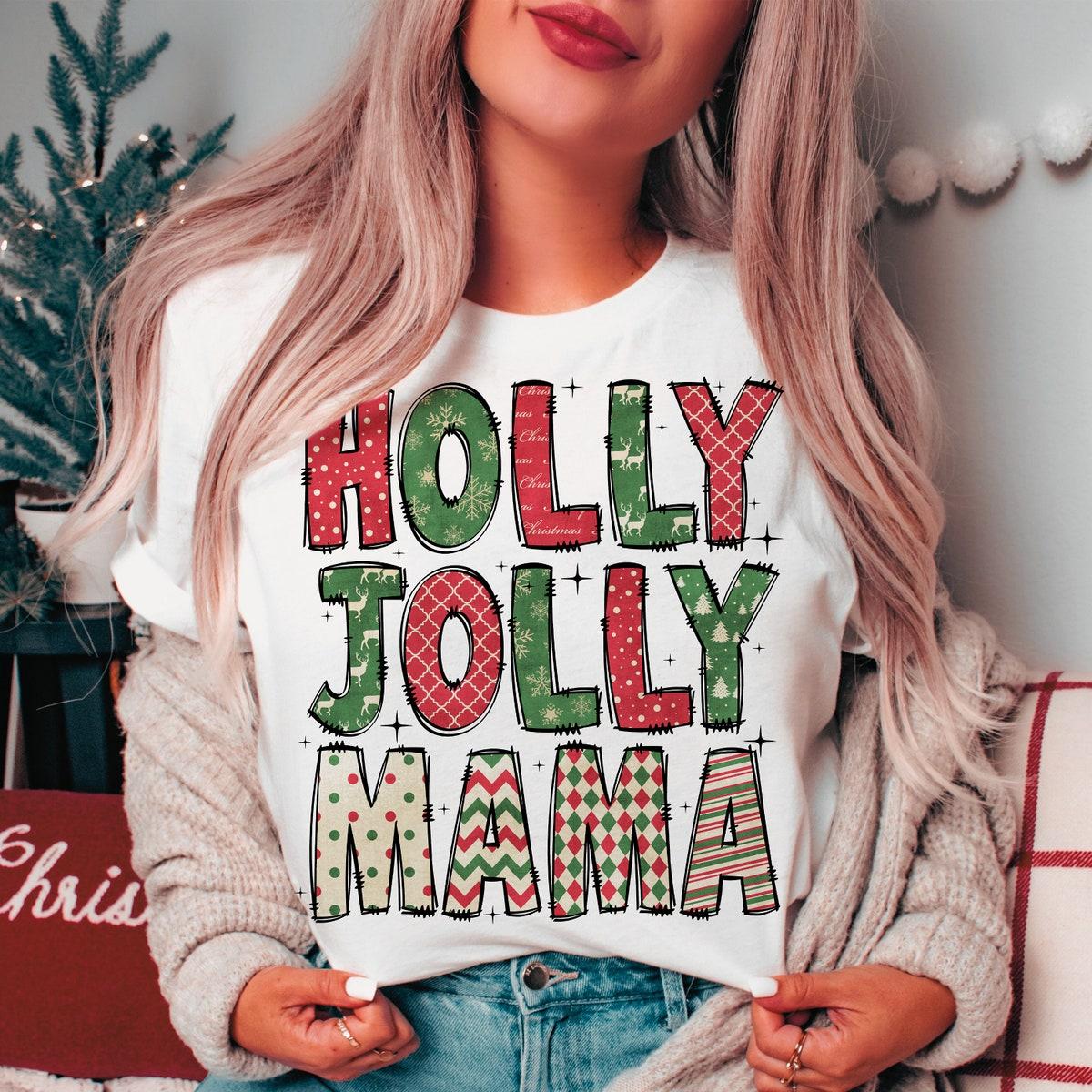 Holly Jolly Mama Coquette Bow Christmas Sweatshirts 1