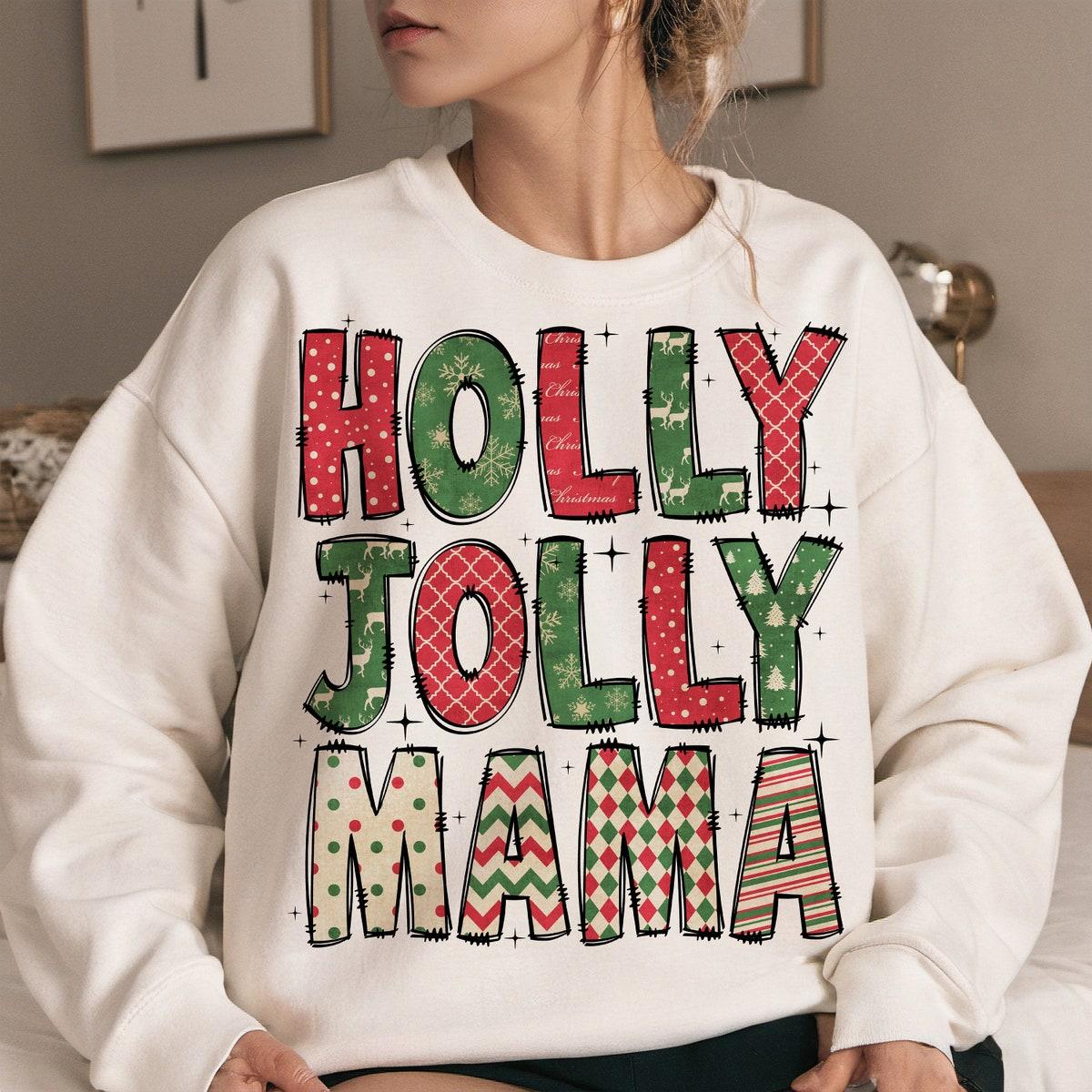 Holly Jolly Mama Coquette Bow Christmas Sweatshirts 2