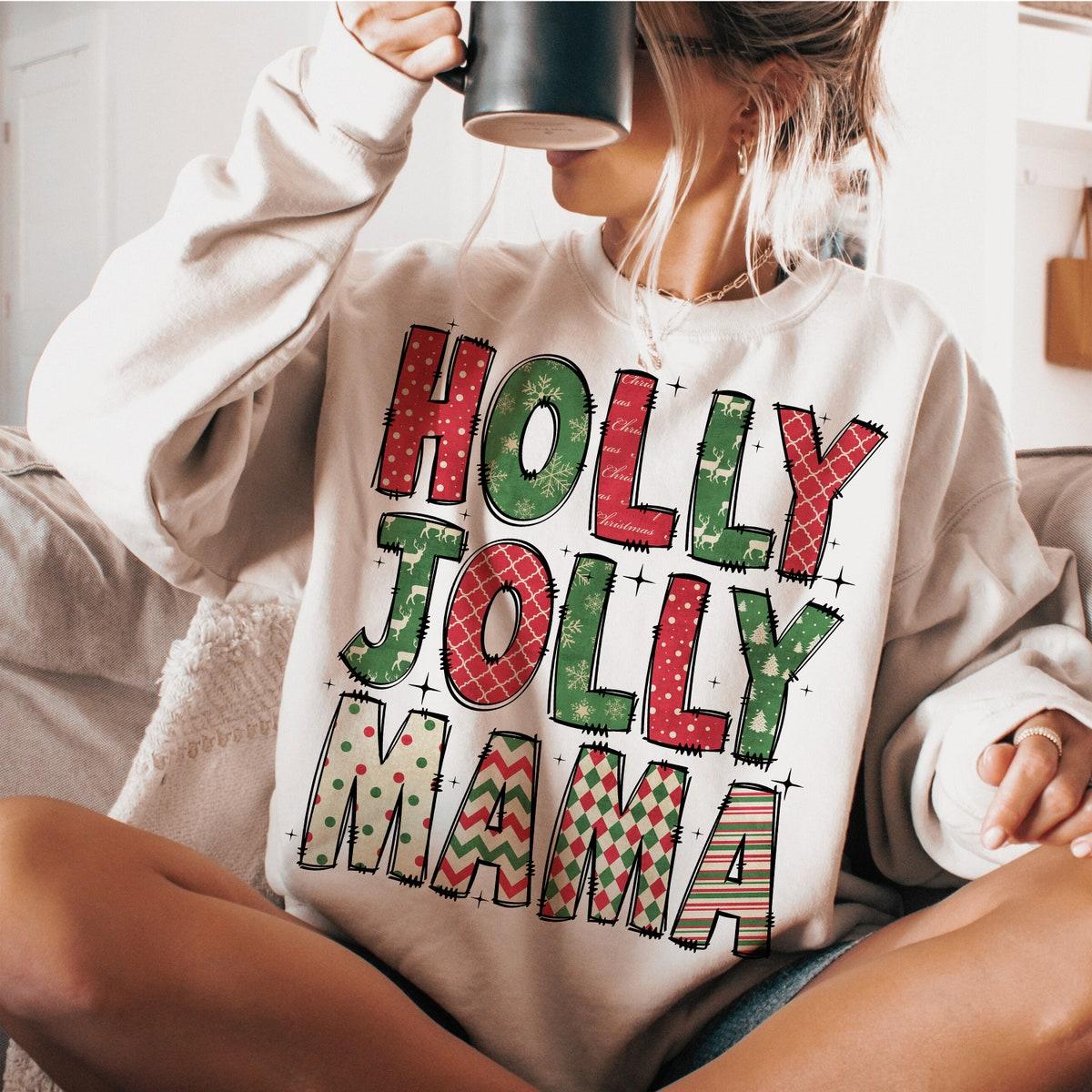 Holly Jolly Mama Coquette Bow Christmas Sweatshirts 3