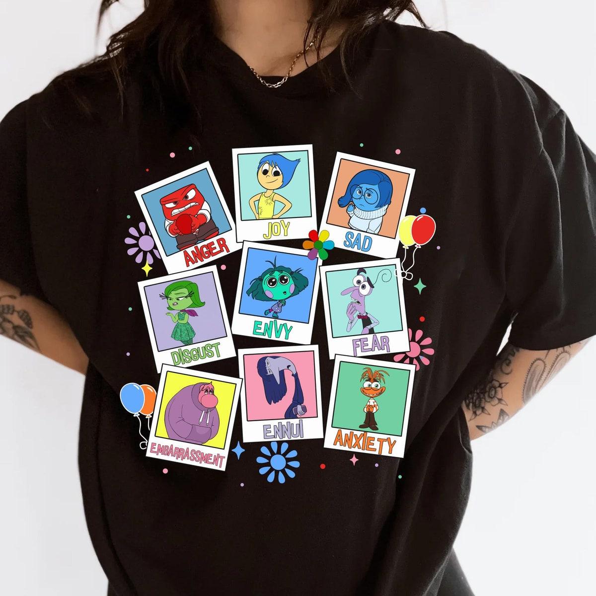 Inside Out Group Polaroid Anger Sadness Joy Anxiety Envy Shirt 1