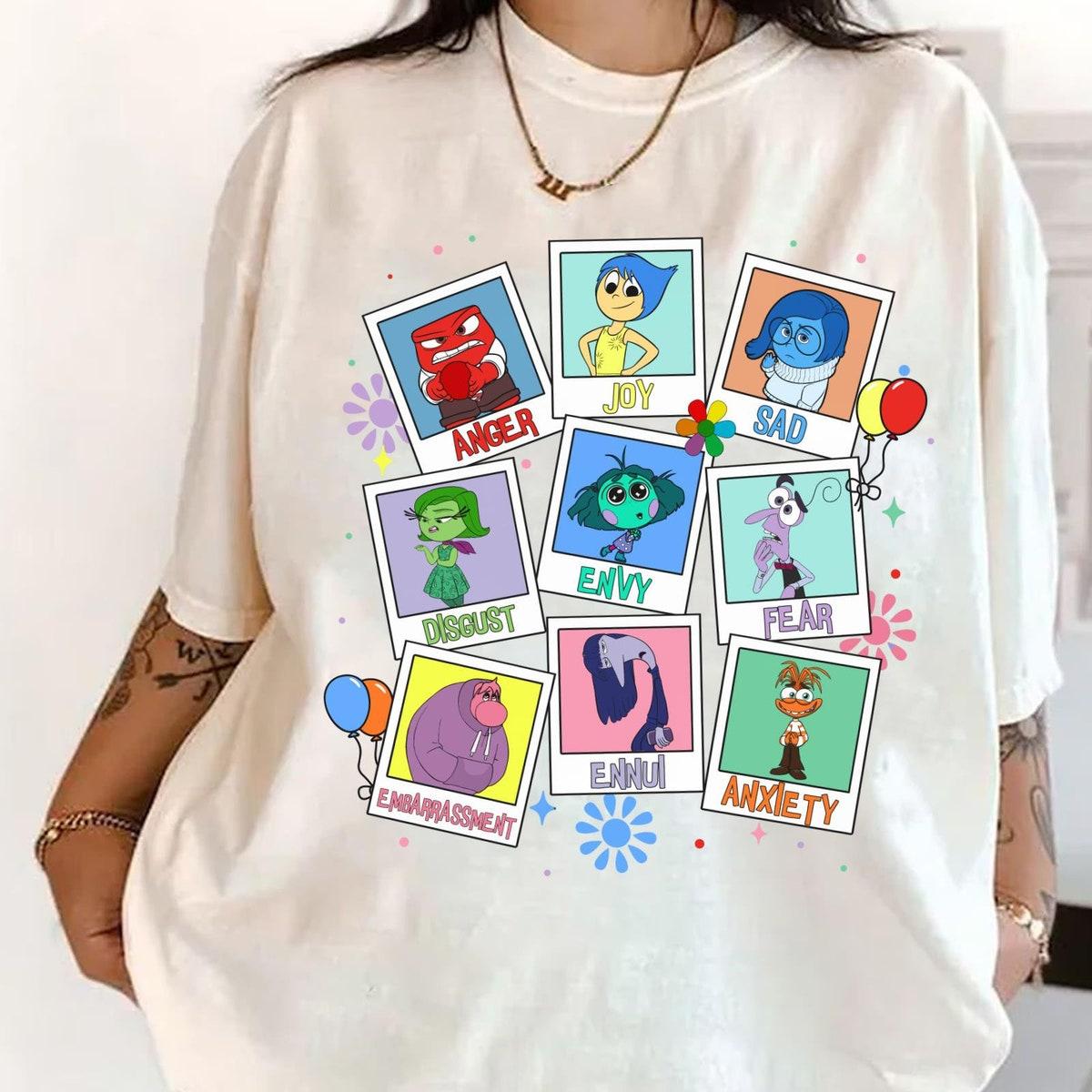 Inside Out Group Polaroid Anger Sadness Joy Anxiety Envy Shirt 2