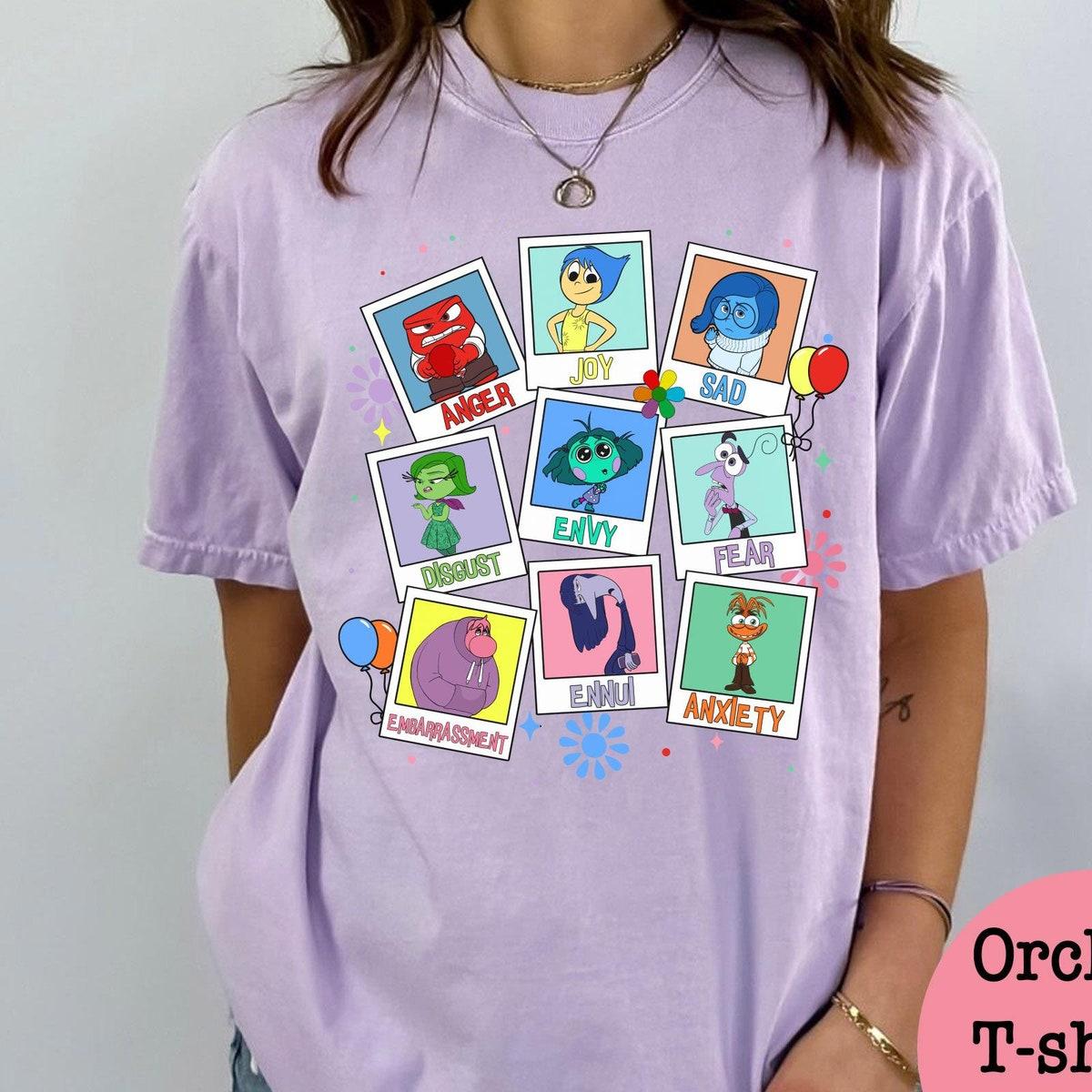 Inside Out Group Polaroid Anger Sadness Joy Anxiety Envy Shirt 4