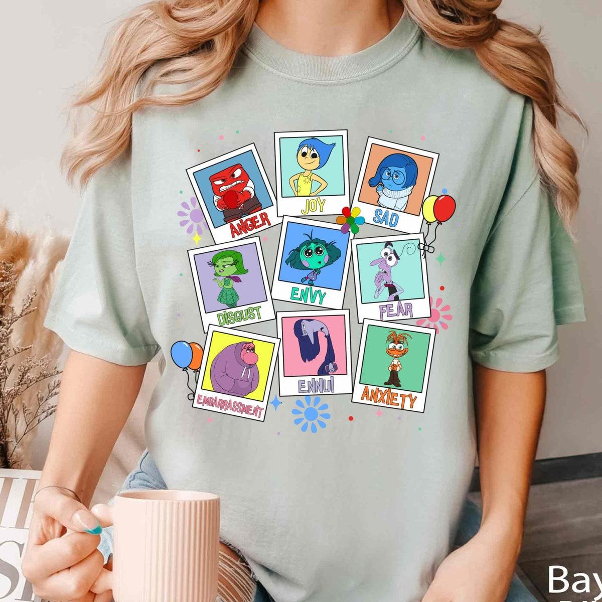 Inside Out Group Polaroid Anger Sadness Joy Anxiety Envy Shirt 5