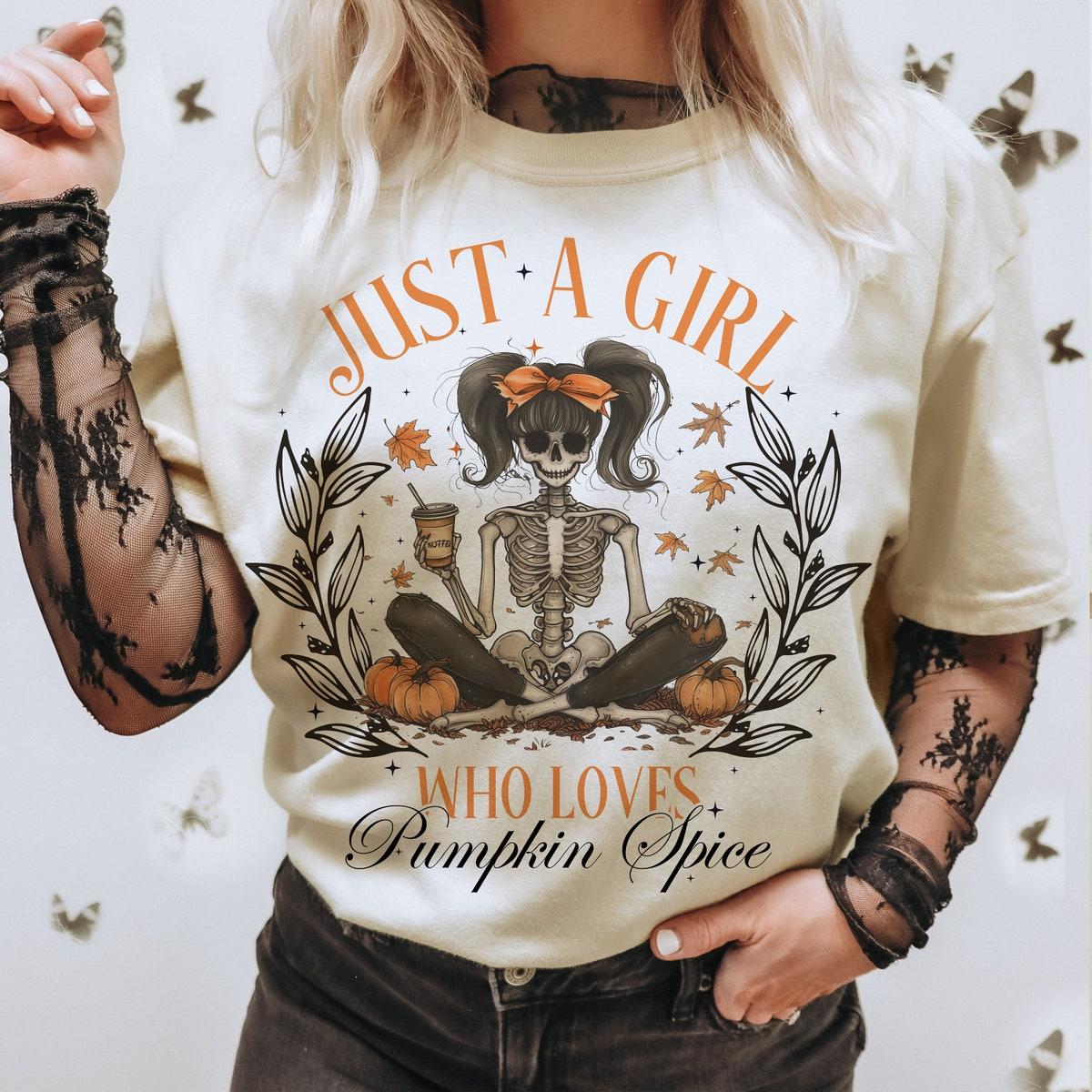 Just A Girl Who Loves Pumpkin Spice Halloween Shirt 2