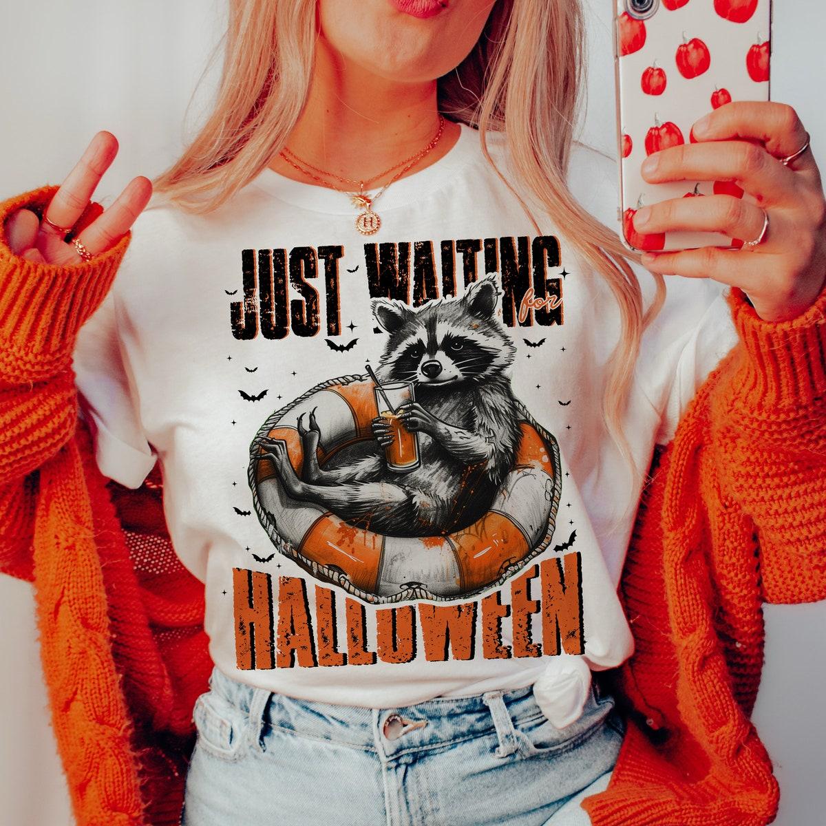 Just Waiting For Halloween Raccoon Shirt 2