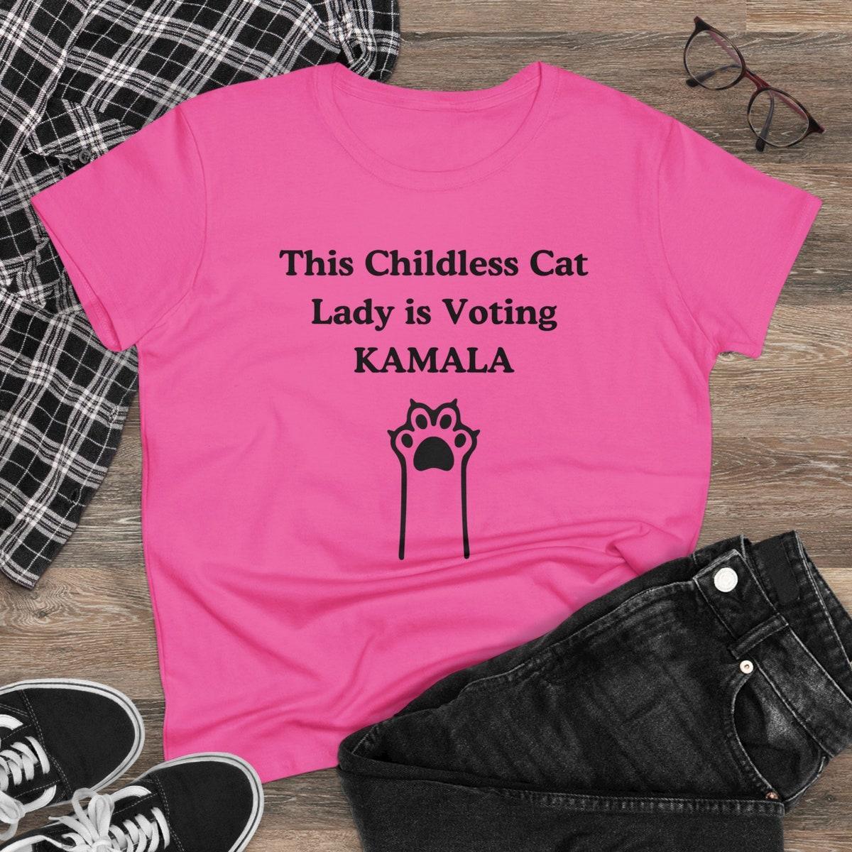 Kamala Midweight Cotton Childless Cat Lady Kamala Harris Shirt 6