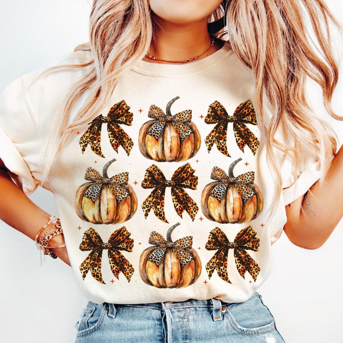 Leopard Pumpkin Coquette Bow Shirt 1