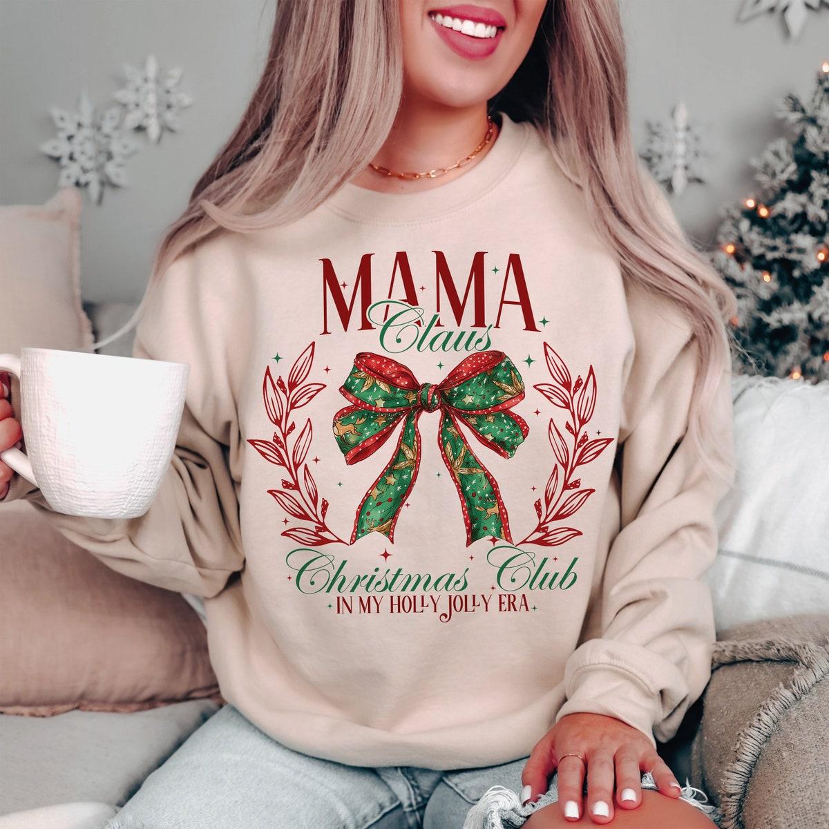 Mama Claus Coquette Bow Christmas Sweatshirts 4