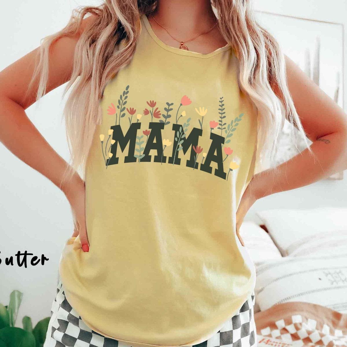 Mama Wildflower Floral Retro Mommy Flowers Shirt 2