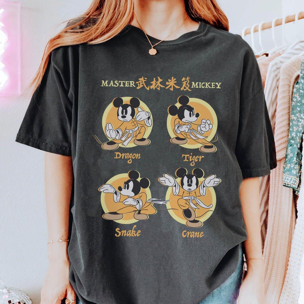 Master Mickey Mouse Kung fu Poses Dragon Tiger Snake Crane Shirt 1