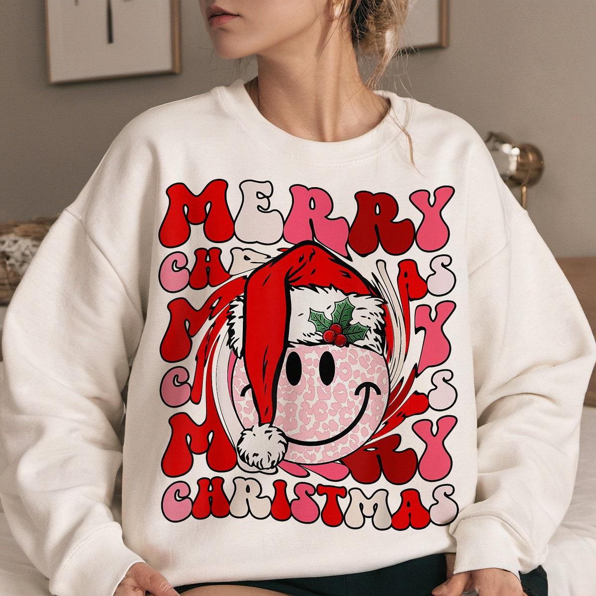 Merry Christmas Smiley Face Christmas Sweatshirts 1