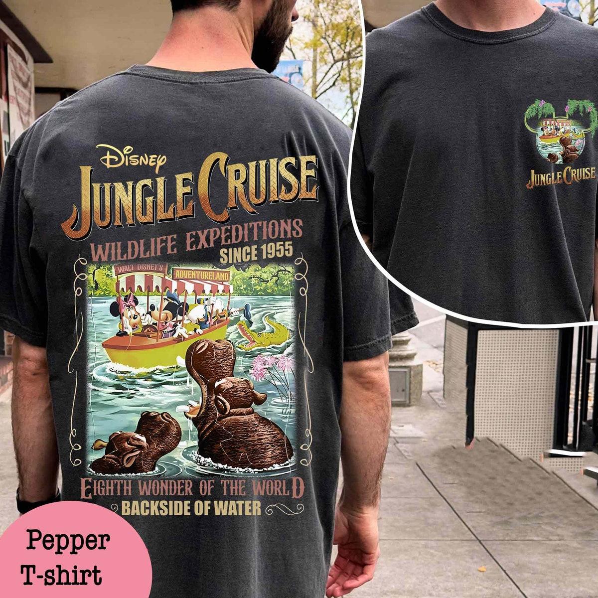 Mickey Minnie Jungle Cruise Wildlife Expeditions Backside Of Water Shirt 1