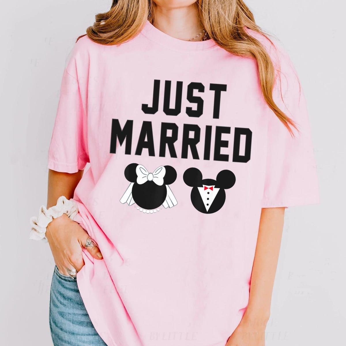 Mickey Minnie Mouse Groom Bride Just Married Shirt 1