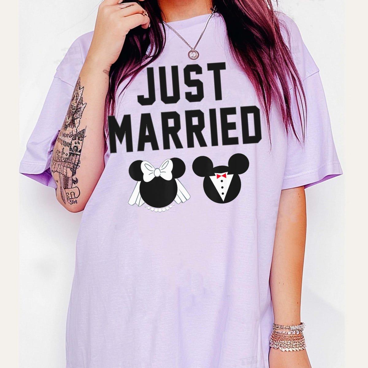 Mickey Minnie Mouse Groom Bride Just Married Shirt 3