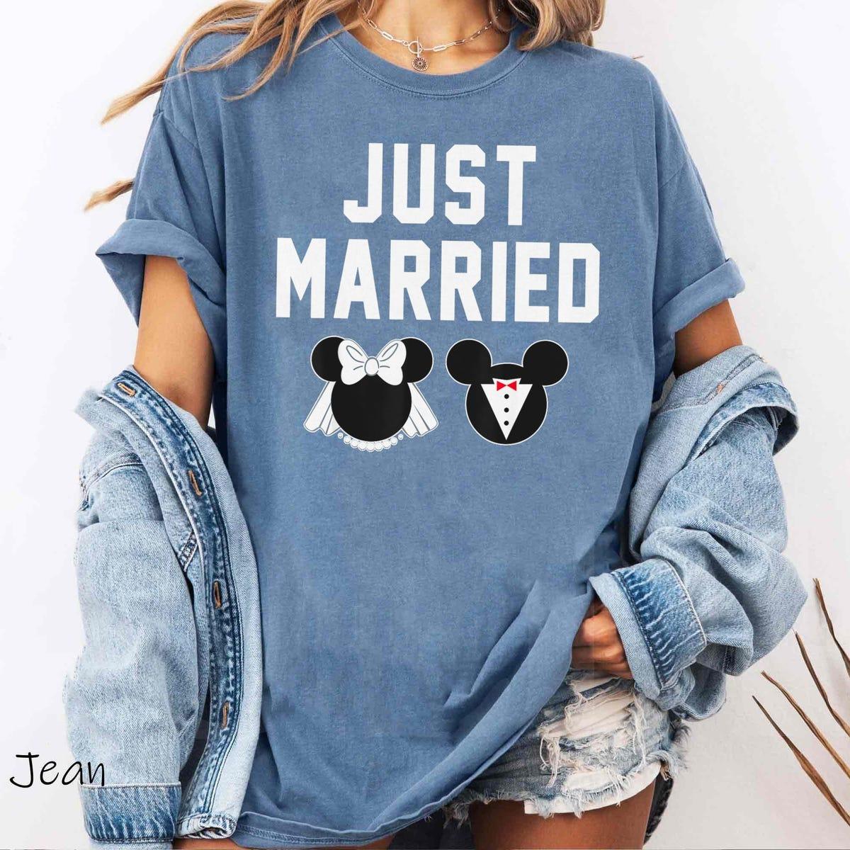 Mickey Minnie Mouse Groom Bride Just Married Shirt 5