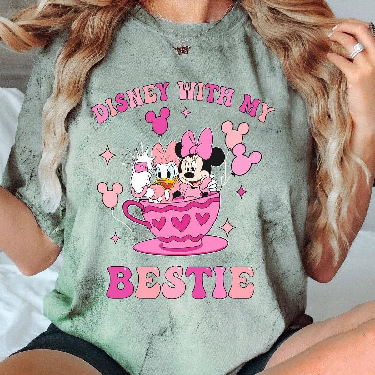 Minnie And Daisy Balloons Tea Cup Disney With My Bestie Blast Shirt 2