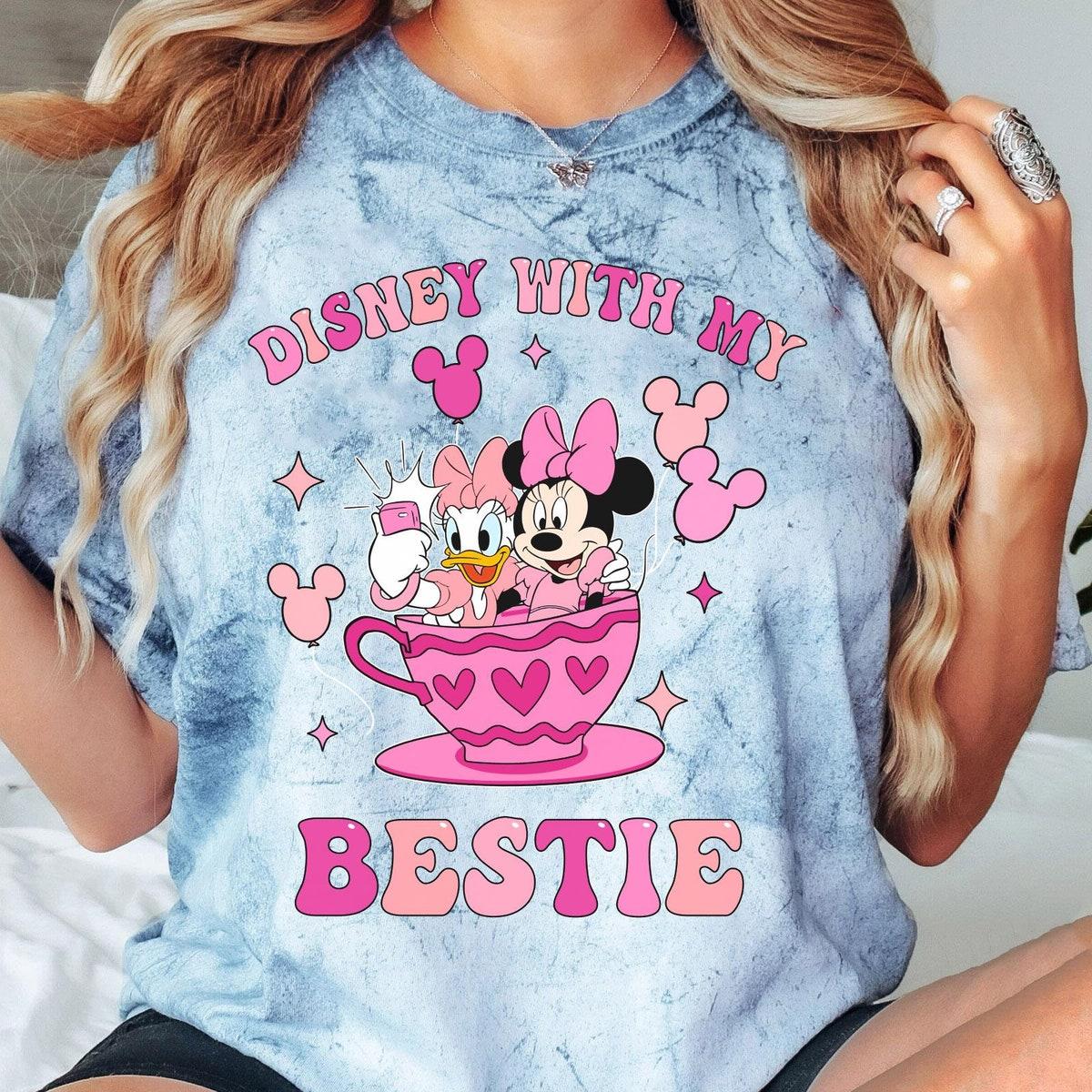 Minnie And Daisy Balloons Tea Cup Disney With My Bestie Blast Shirt 4