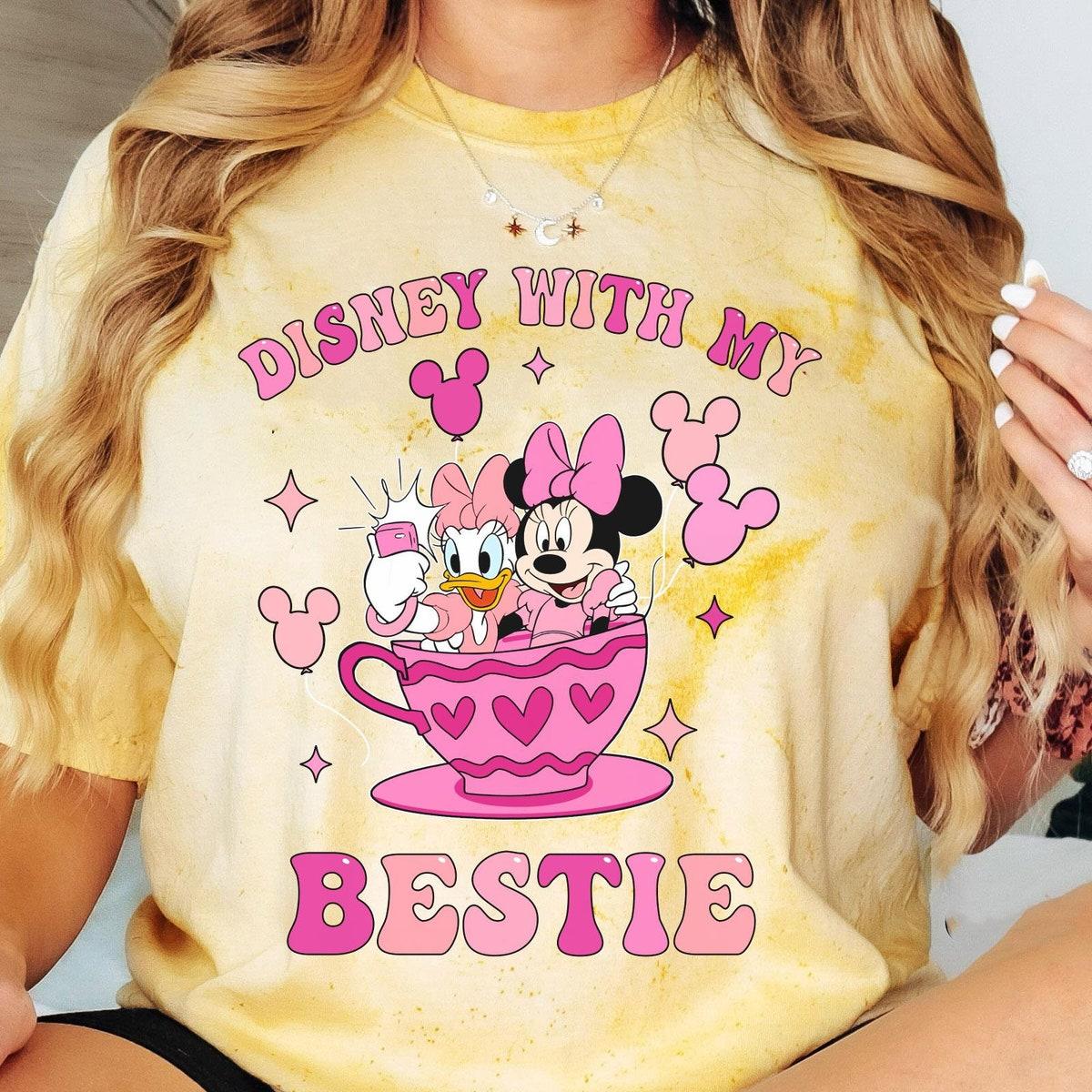 Minnie And Daisy Balloons Tea Cup Disney With My Bestie Blast Shirt 5