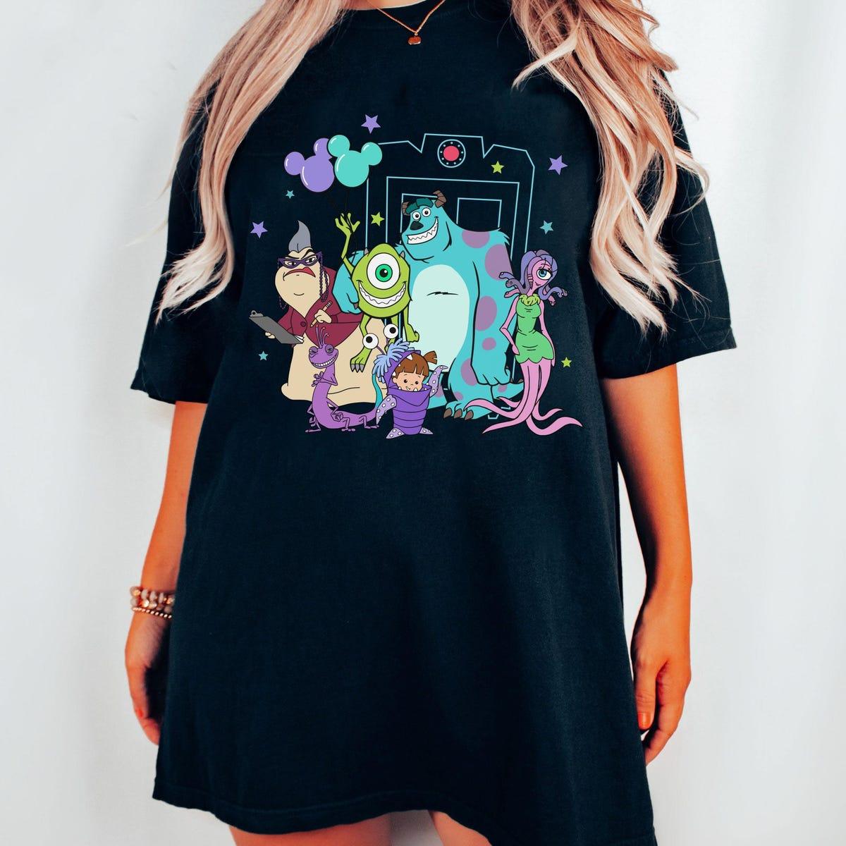 Monsters Inc Group Characters With Mickey Balloon We Scare Because We Care Shirt 2