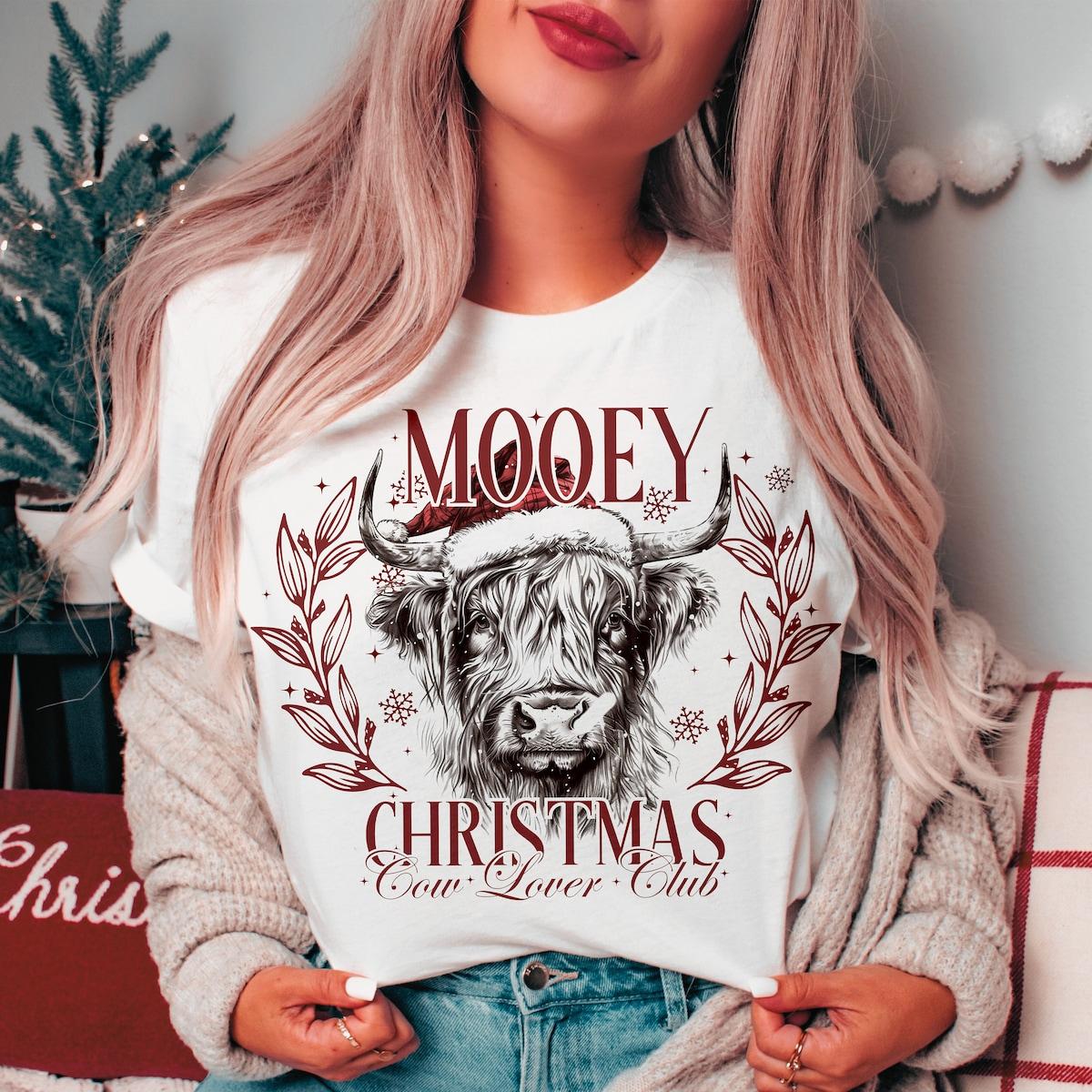 Mooey Christmas Cow Lover Club Sweatshirts 1