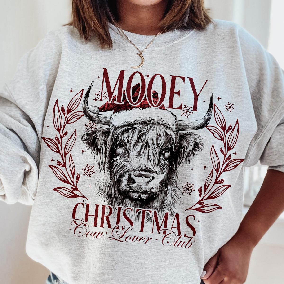 Mooey Christmas Cow Lover Club Sweatshirts 2