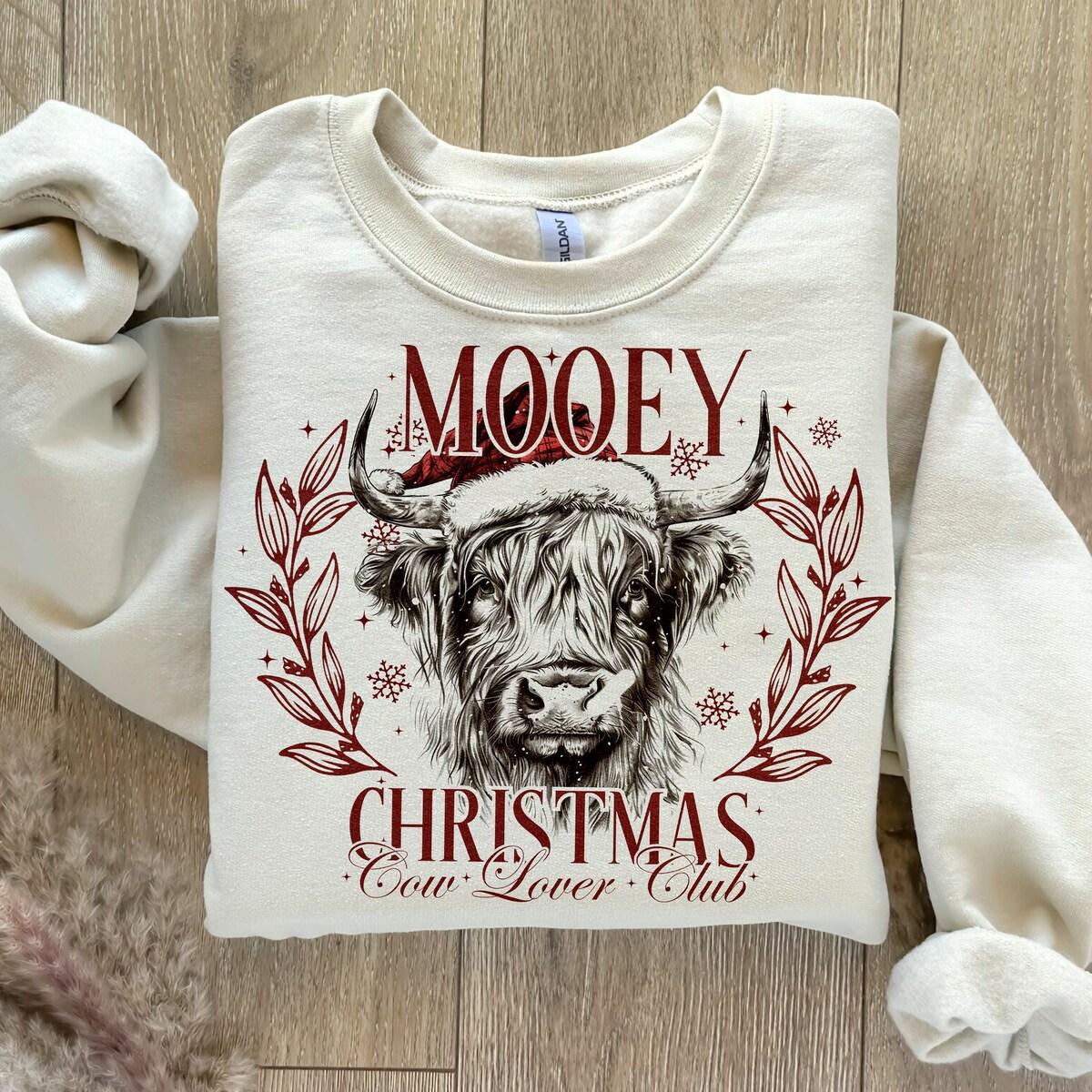 Mooey Christmas Cow Lover Club Sweatshirts 4