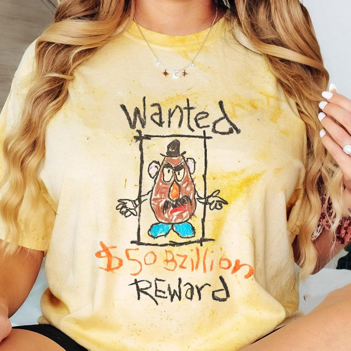 Mr. Potato Head Wanted 50 Bzillion Reward Art Blast Toy Story Shirt 1