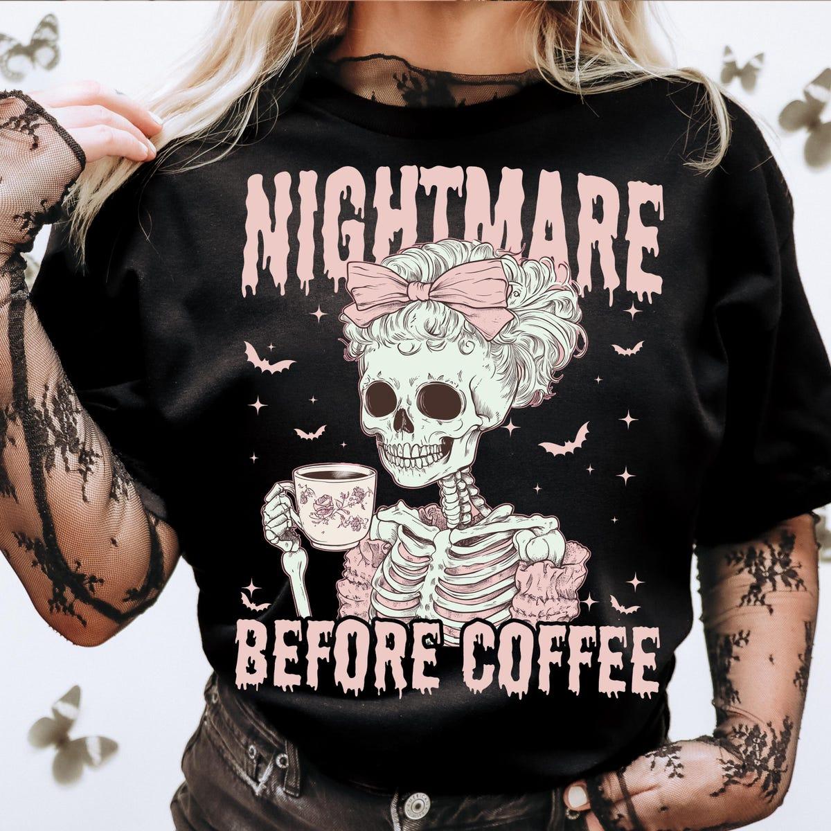 Nightmare Before Coffee Bow Halloween Shirt 2