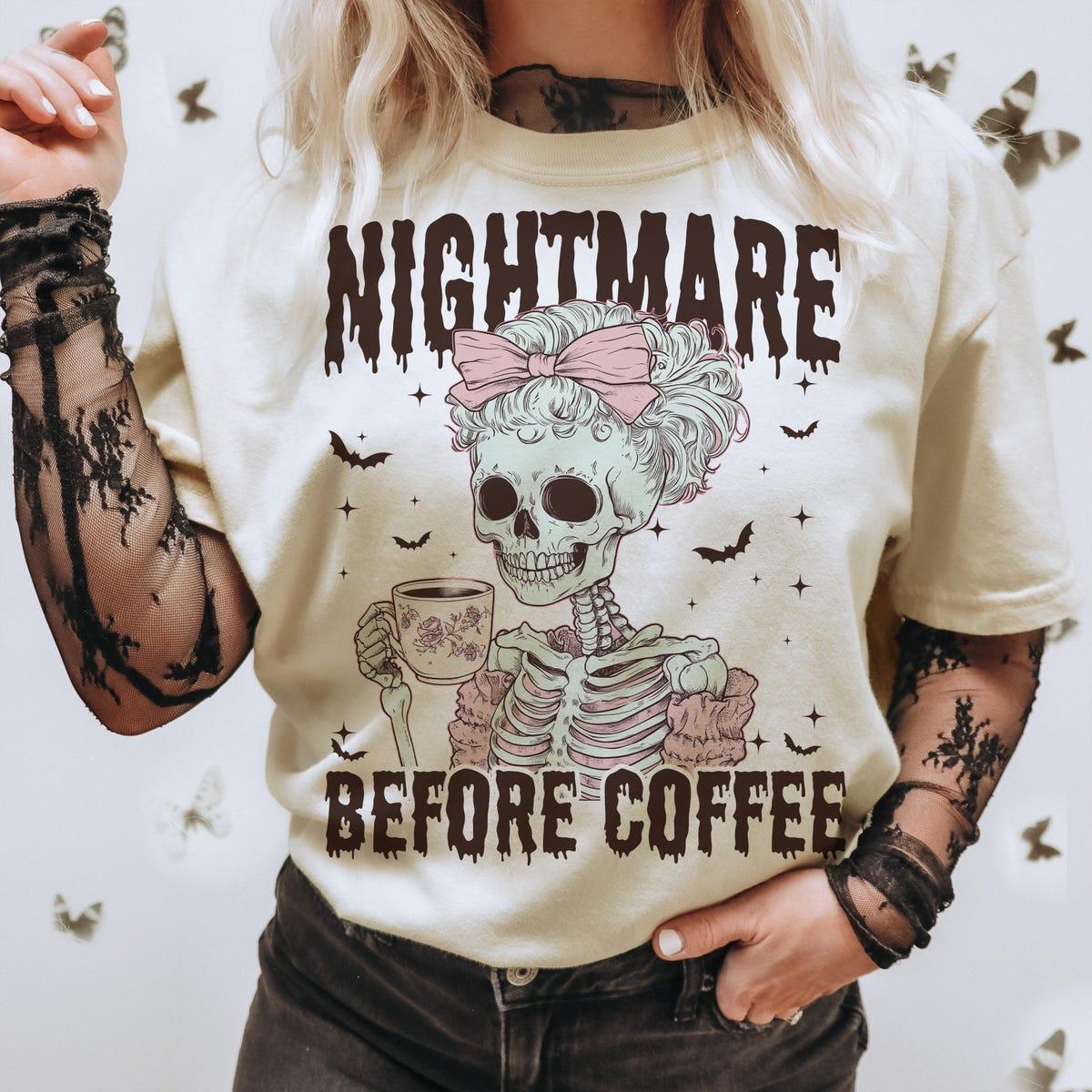 Nightmare Before Coffee Bow Halloween Shirt 3