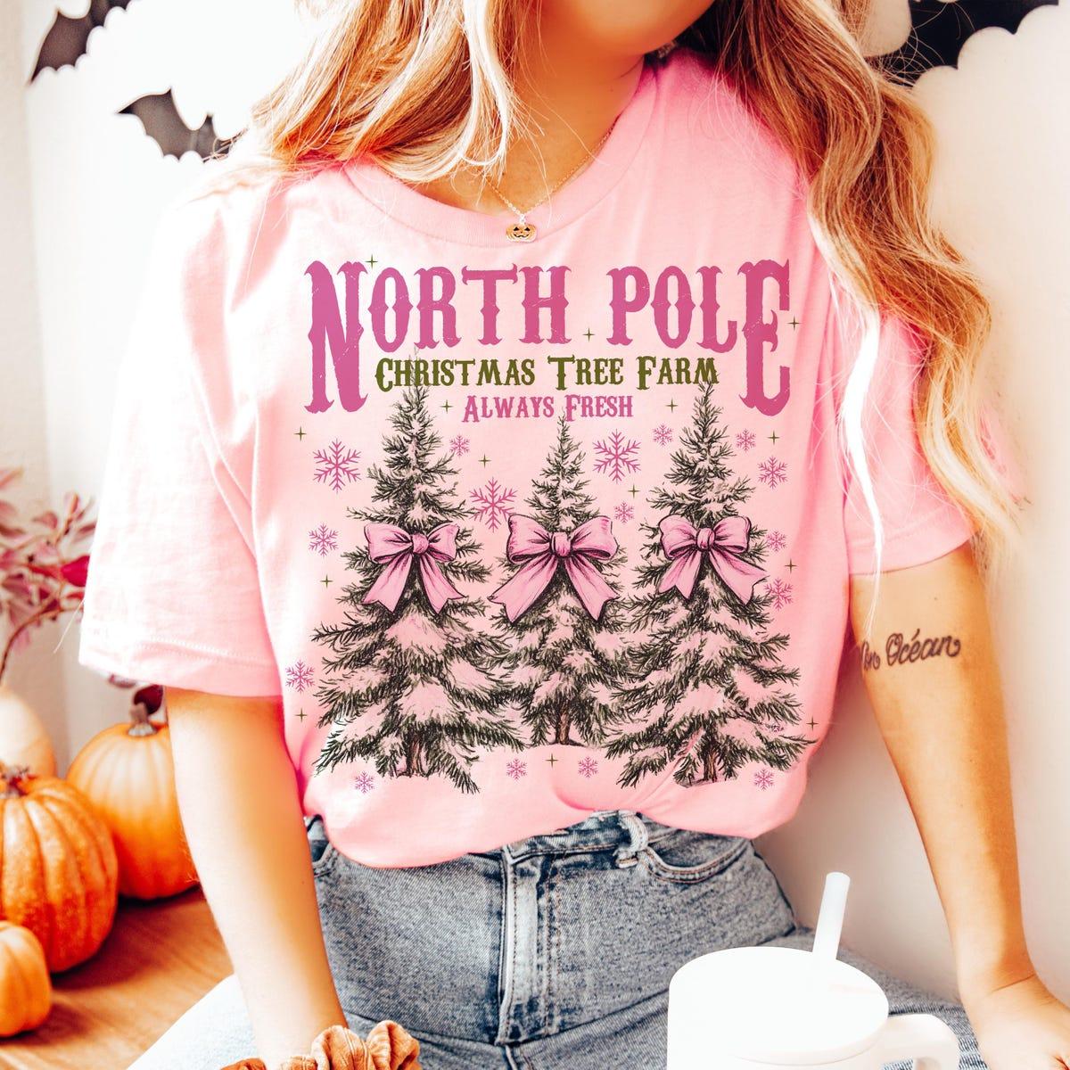 North Pole Pink Christmas Coquette Bow Sweatshirts 4